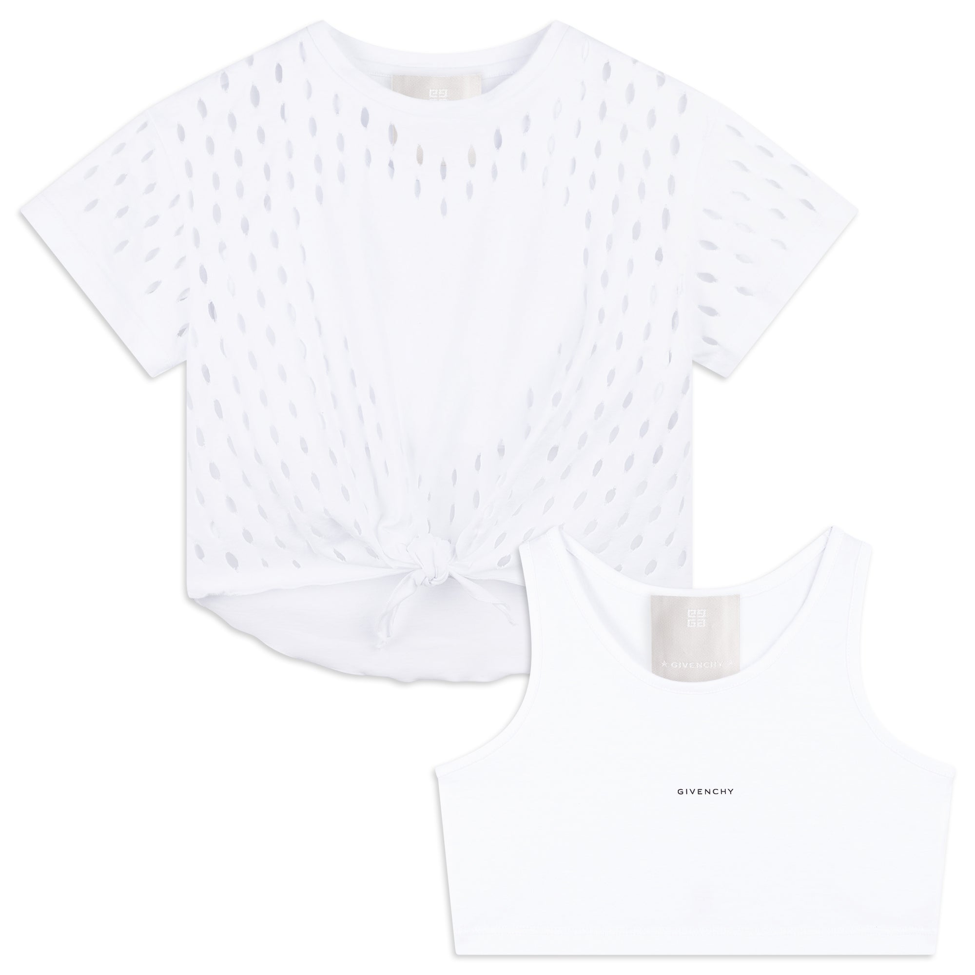 Boys & Girls White Logo Cotton Vest Set