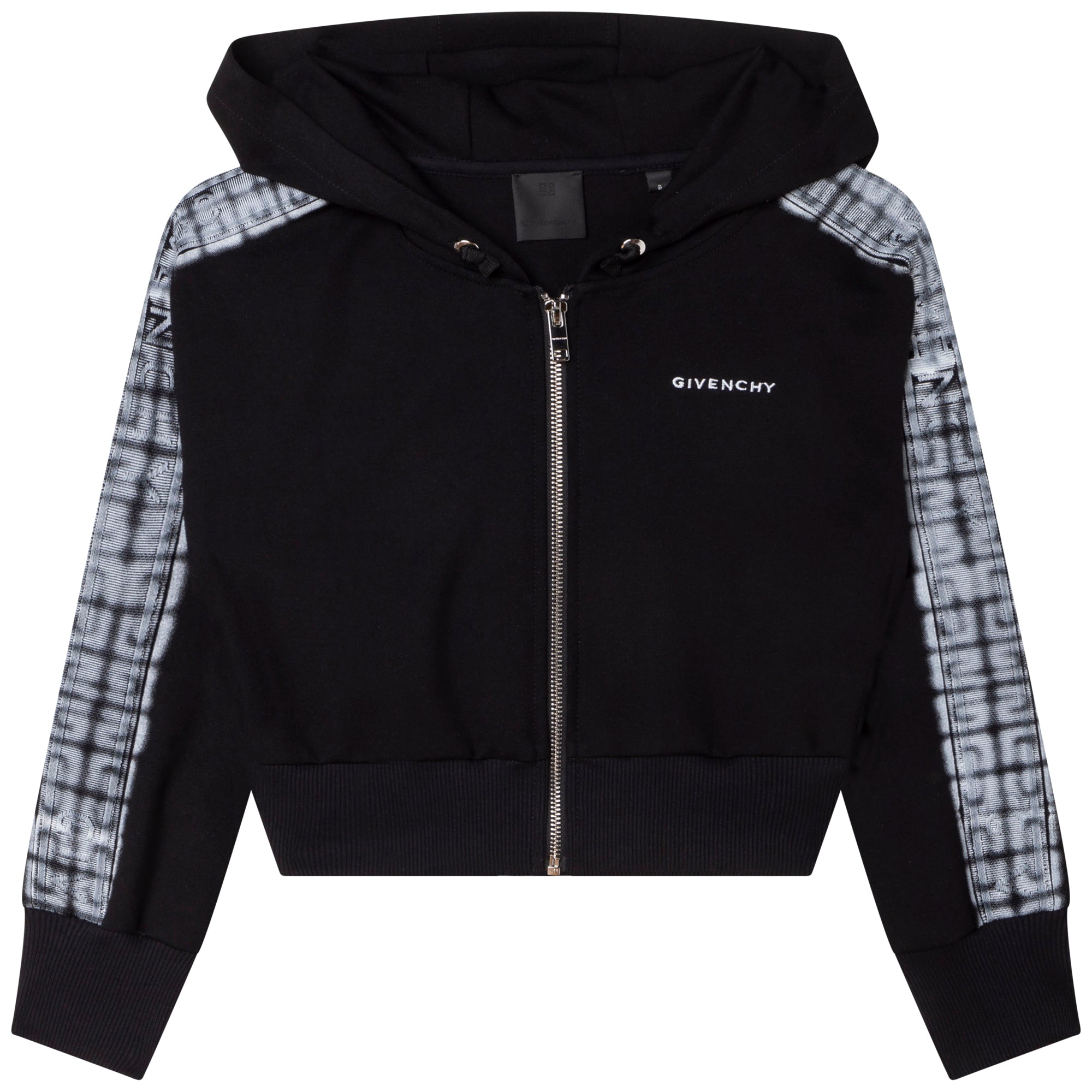 Girls Black Logo Zip-Up Top