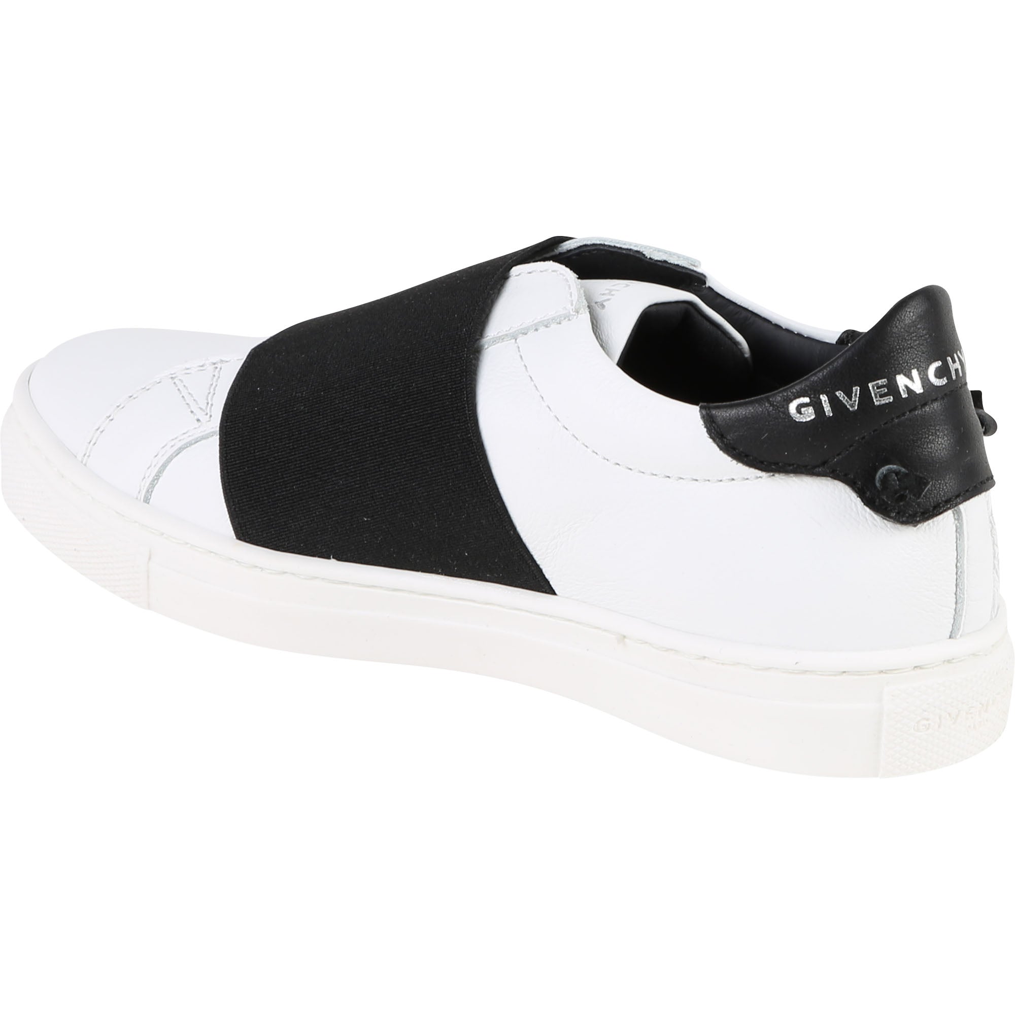 Girls White Black Cuir Shoes
