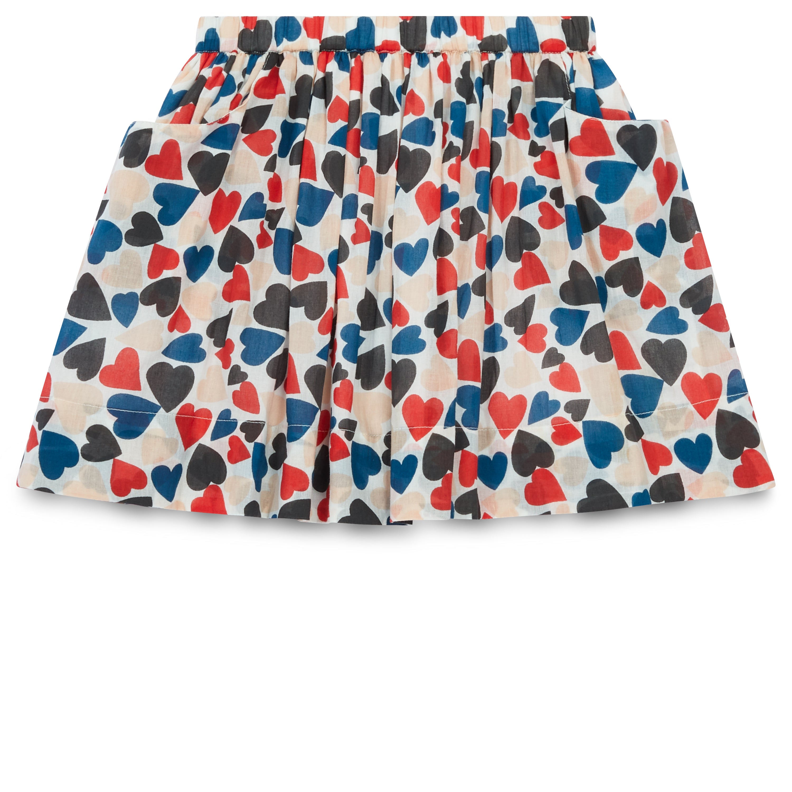 Girls Multicolor Heart Cotton Skirt