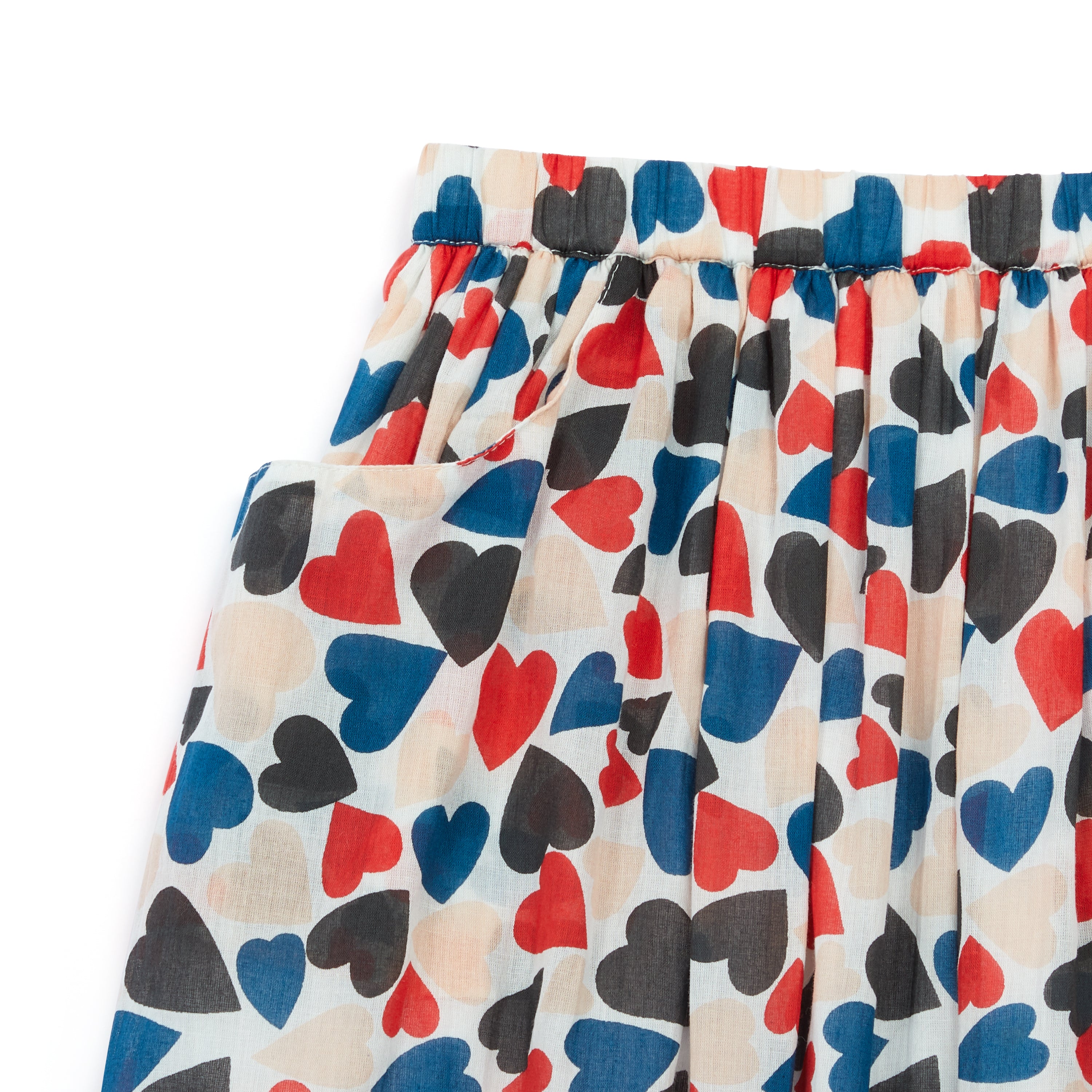 Girls Multicolor Heart Cotton Skirt