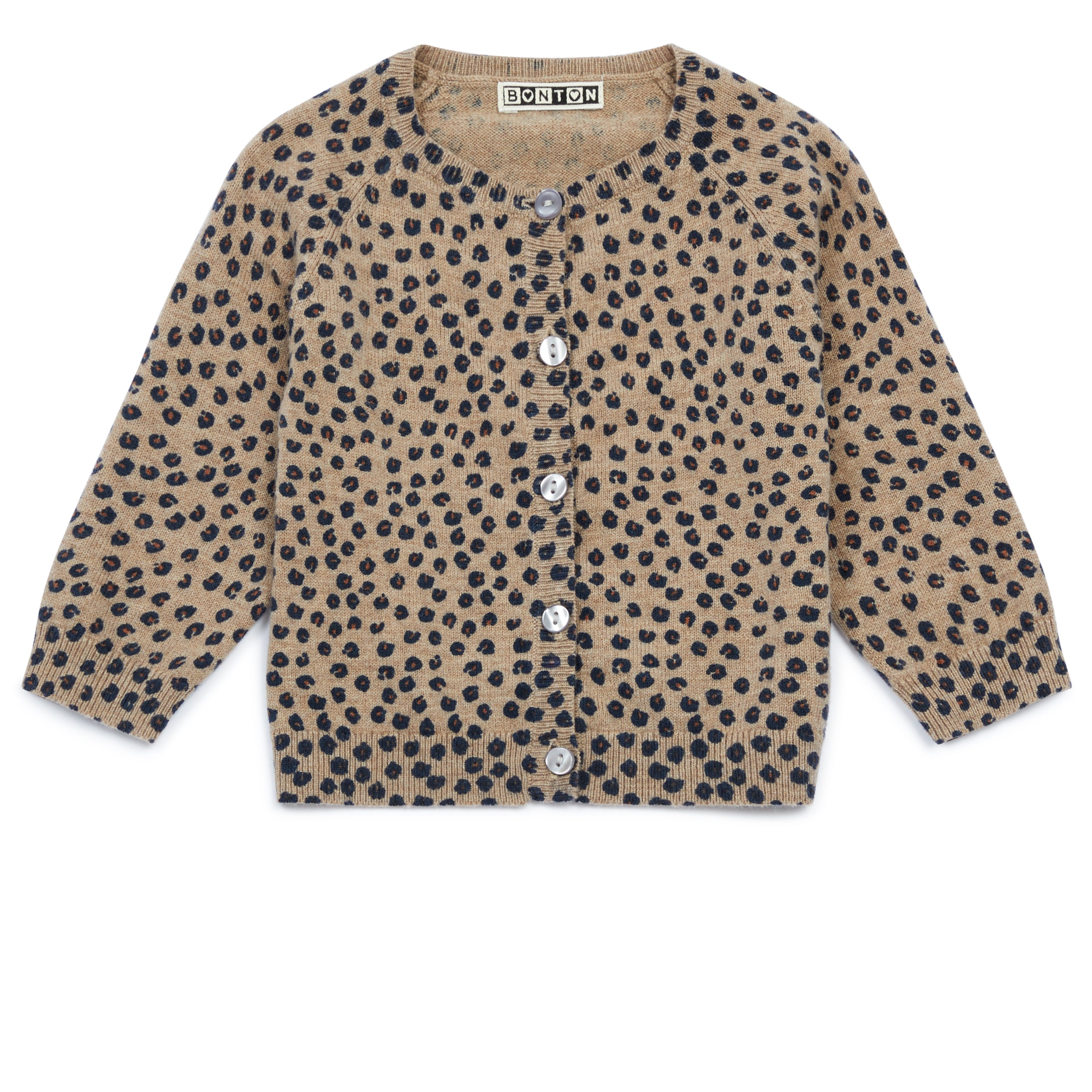 Boys & Girls Brown Dots Wool Cardigan