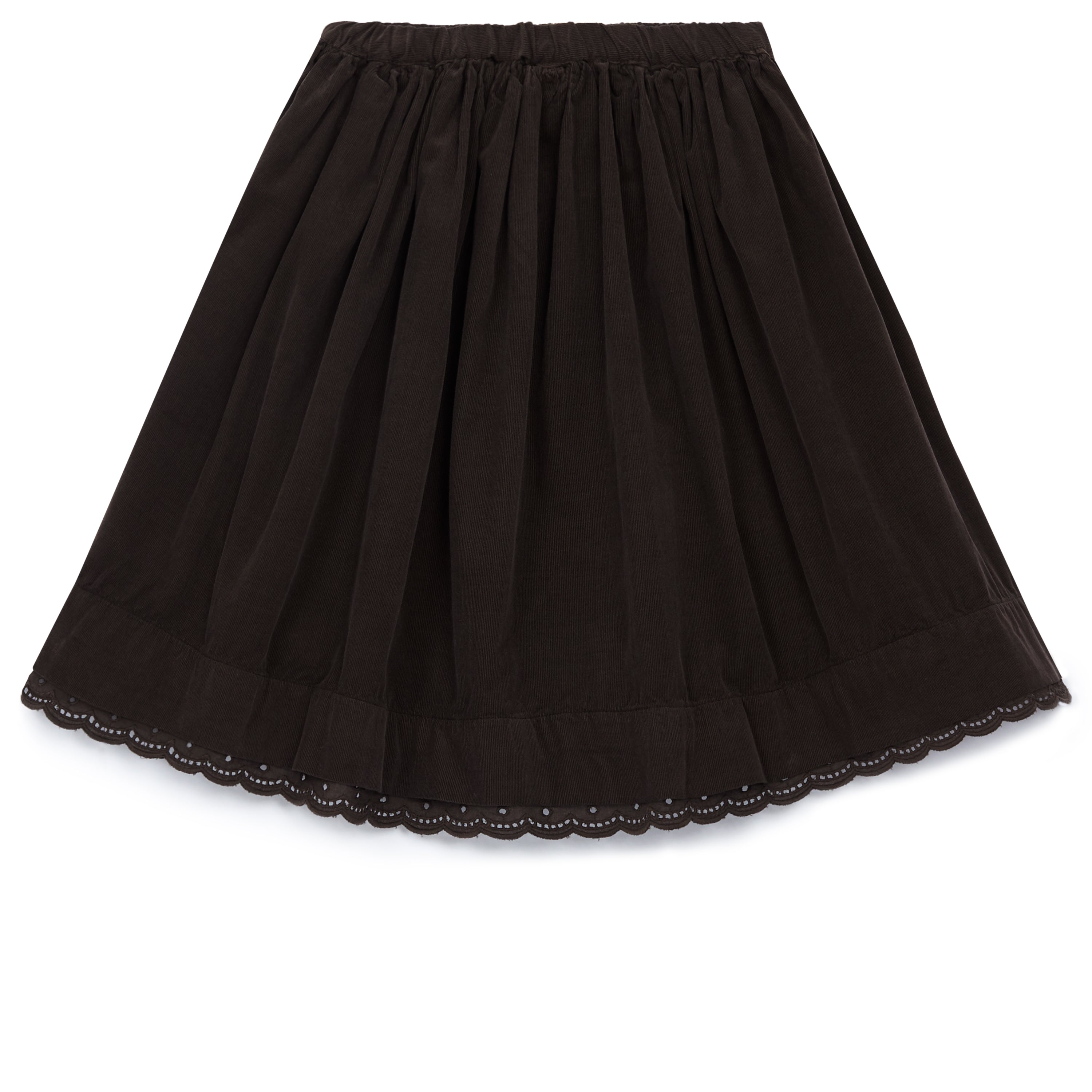 Girls Dark Brown Cotton Skirt