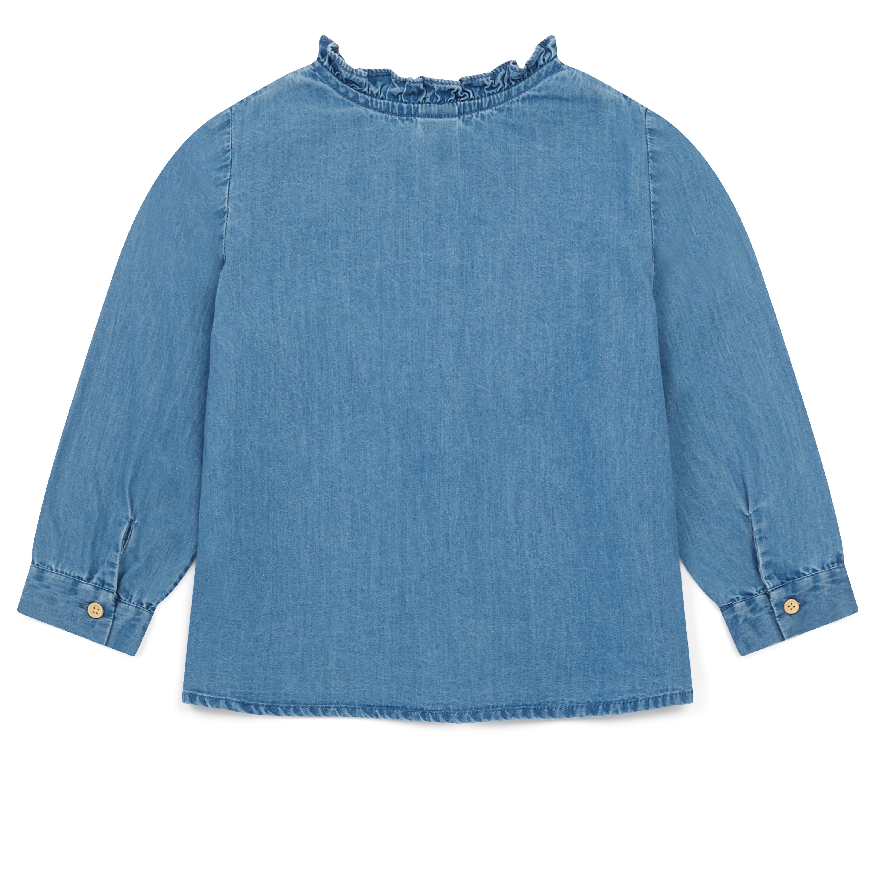 Girls Blue Embroidered Denim Shirt