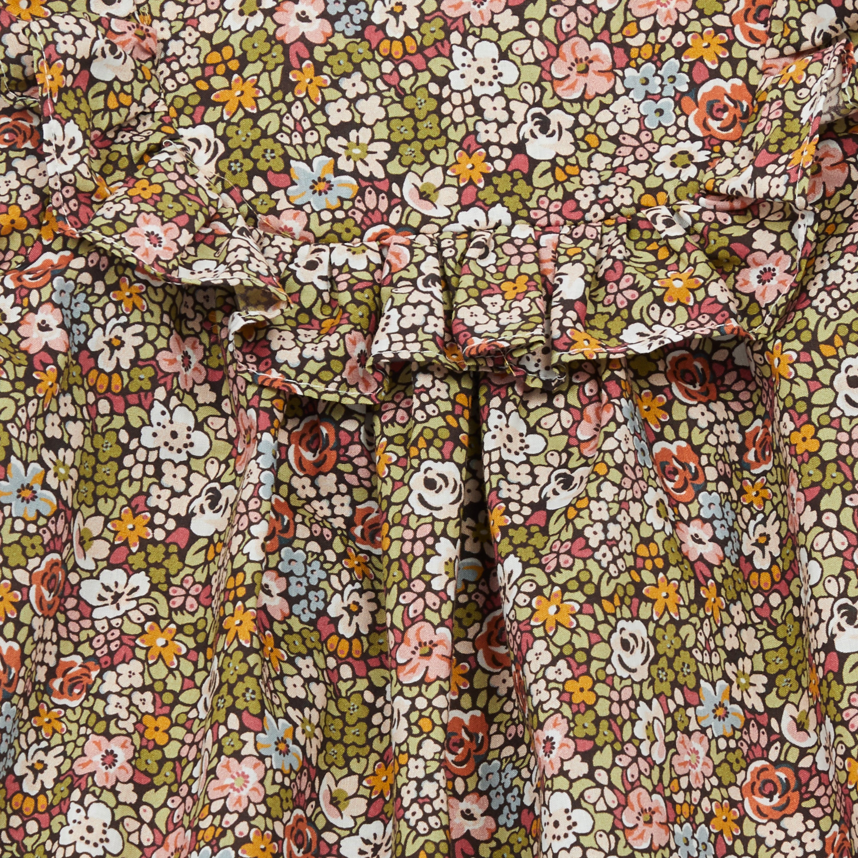 Baby Girls Green Floral Cotton Dress