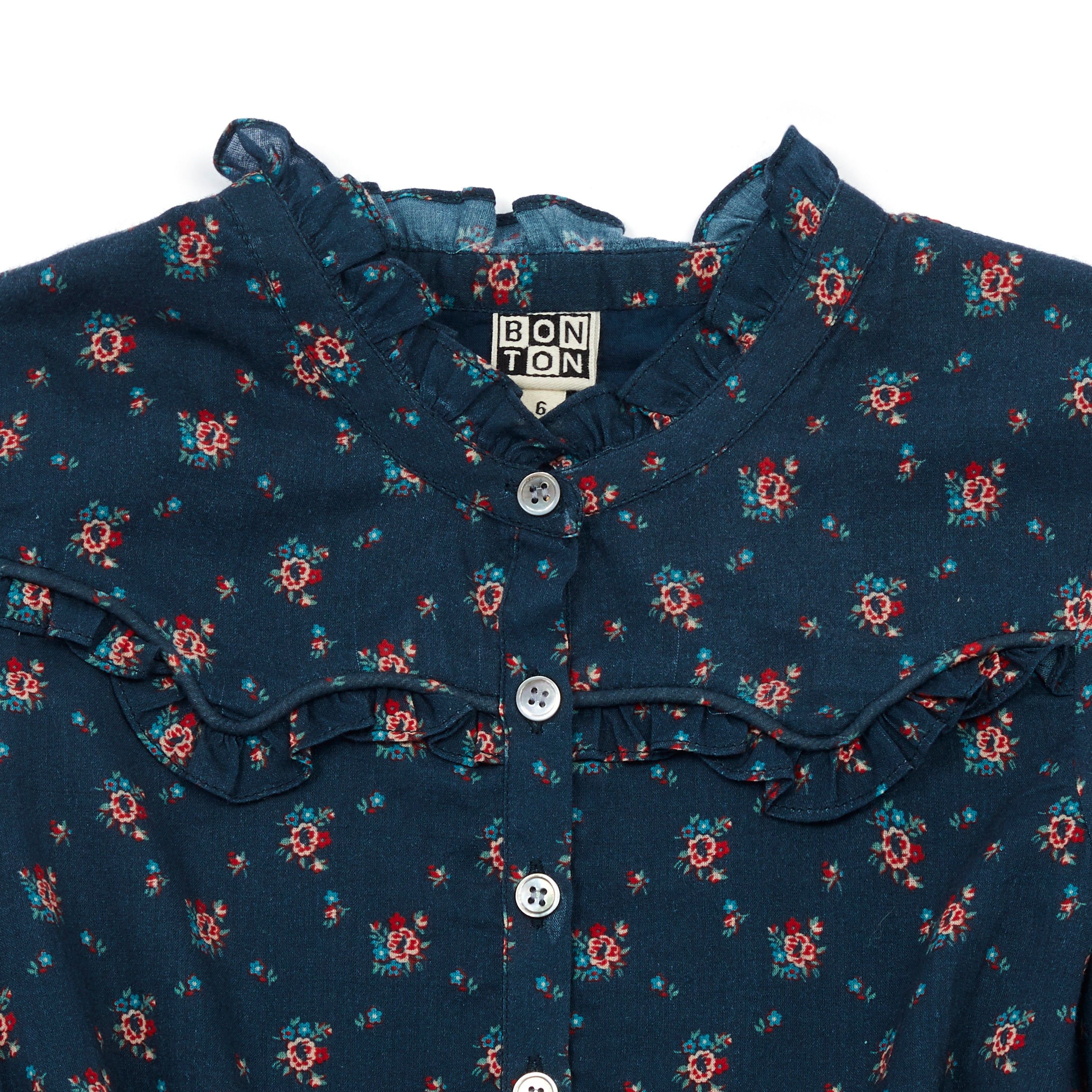 Girls Blue Floral Cotton Dress