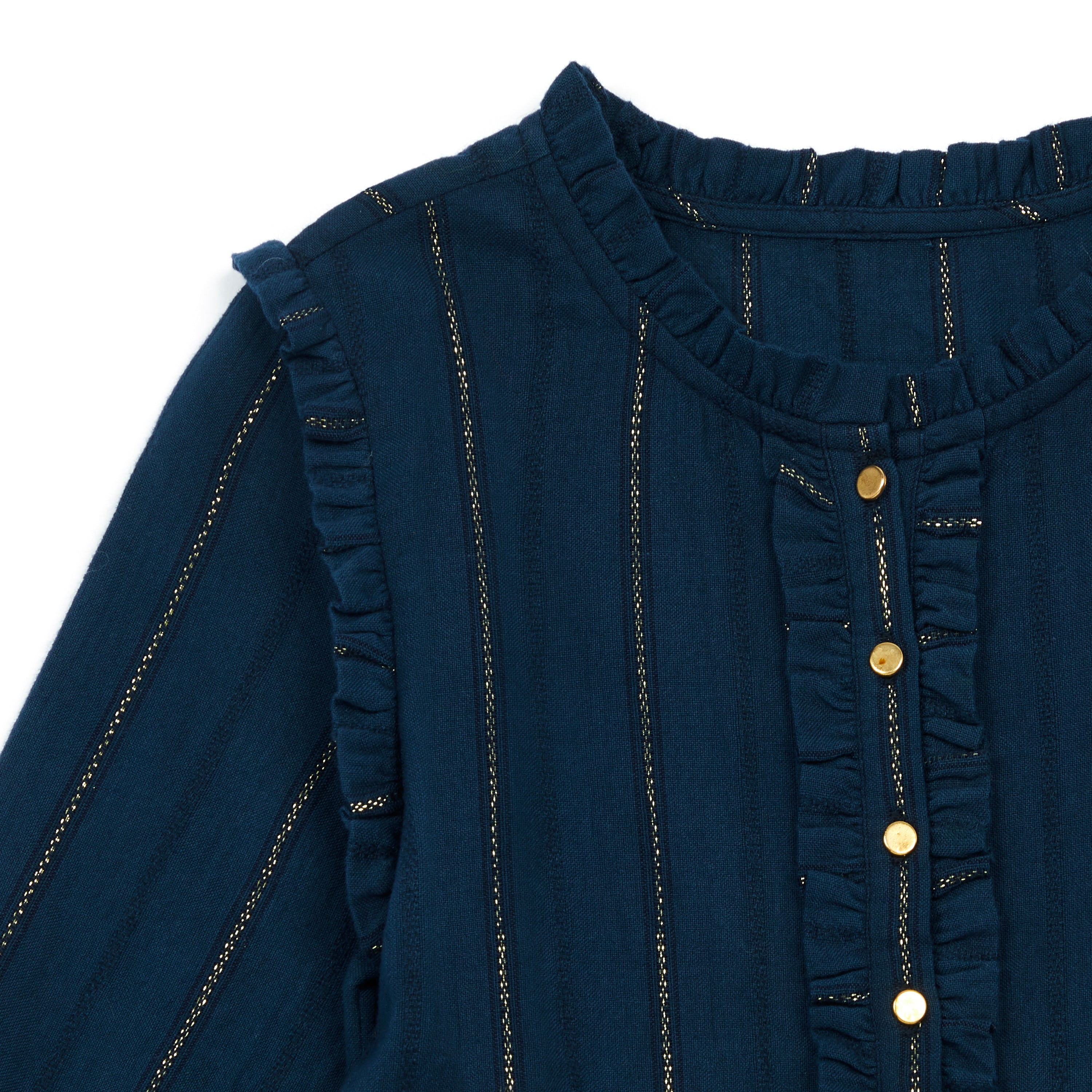Girls Blue Waist Cotton Dress
