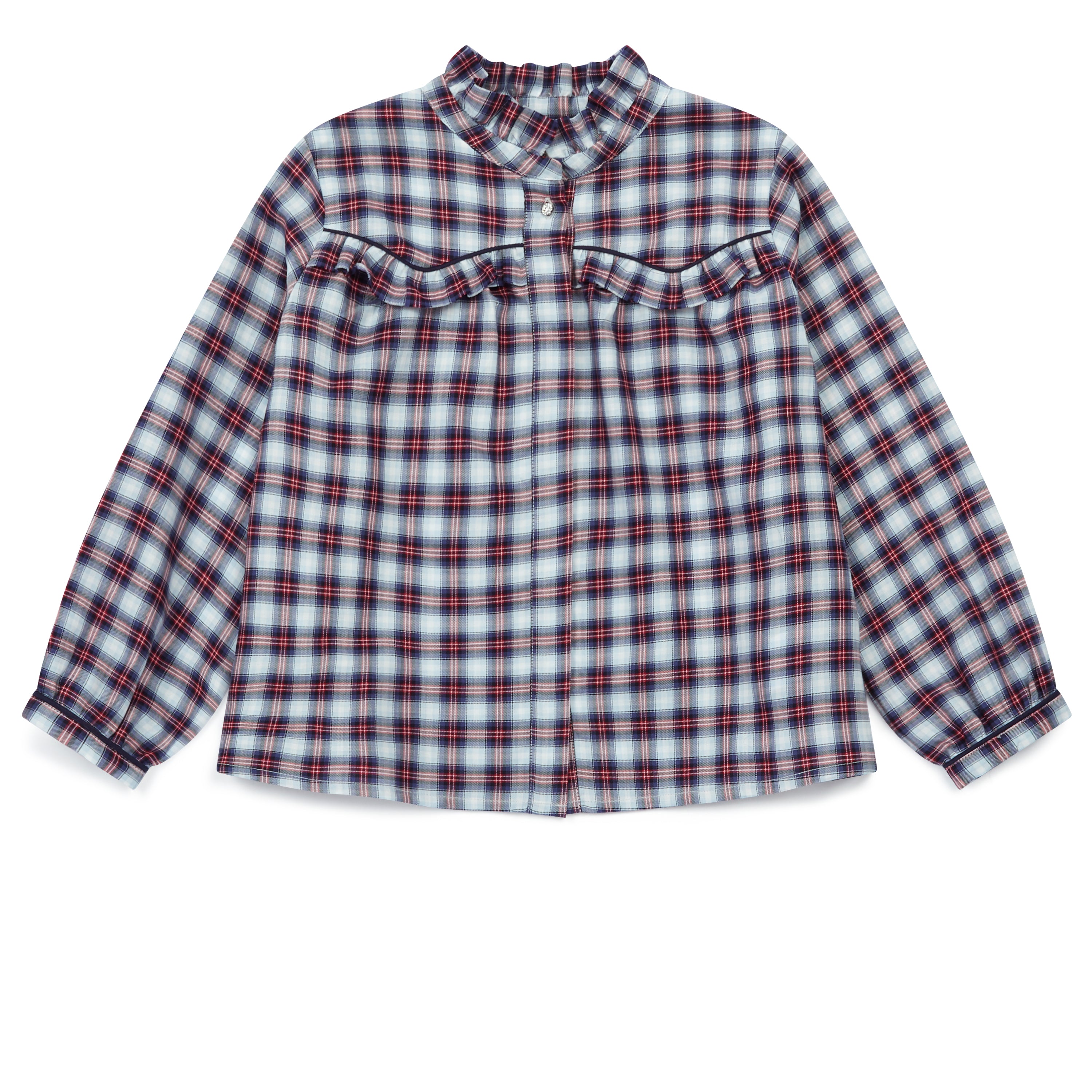 Girls Brown Check Cotton Shirt