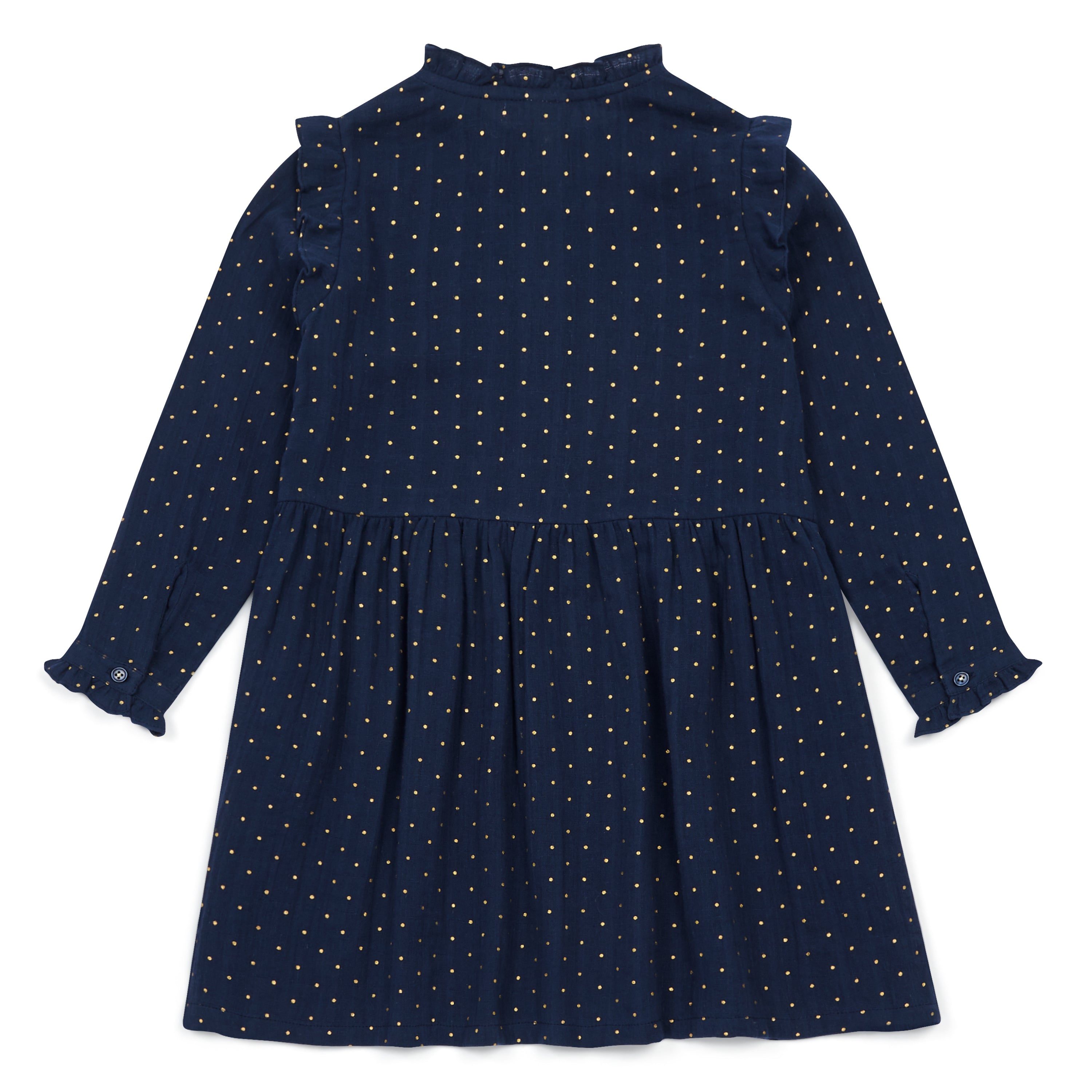 Girls Blue Printing Dots Cotton Dress