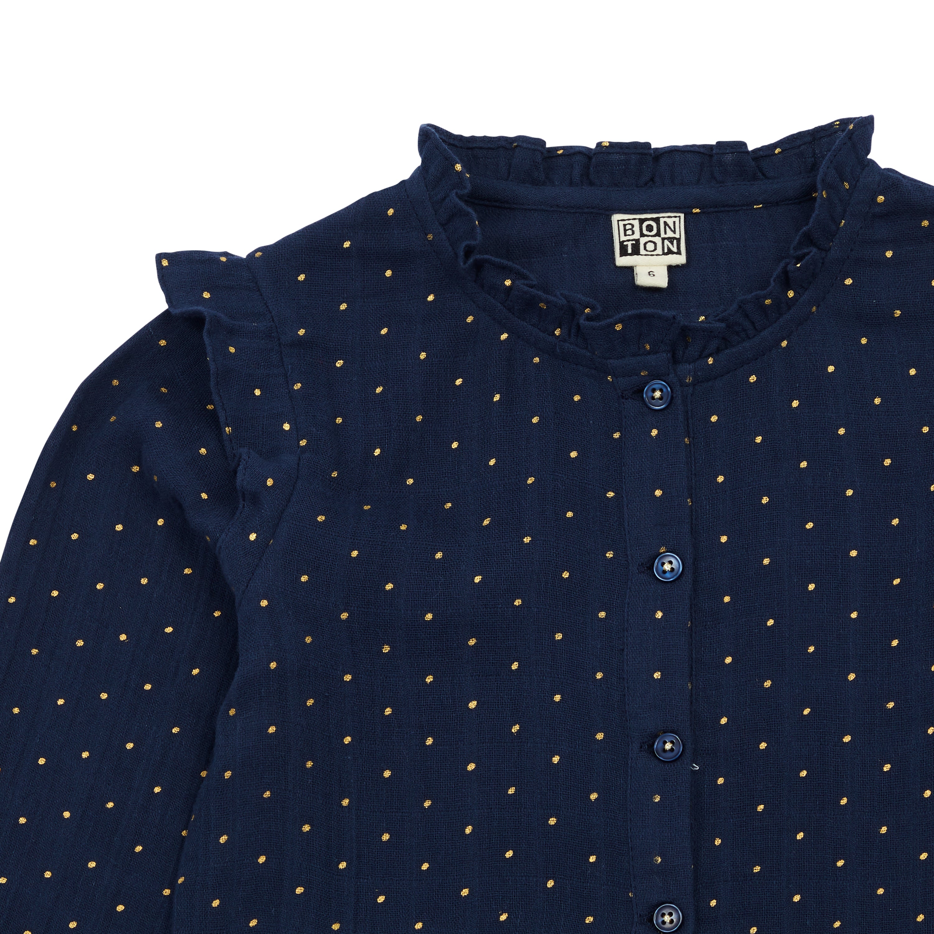 Girls Blue Printing Dots Cotton Dress