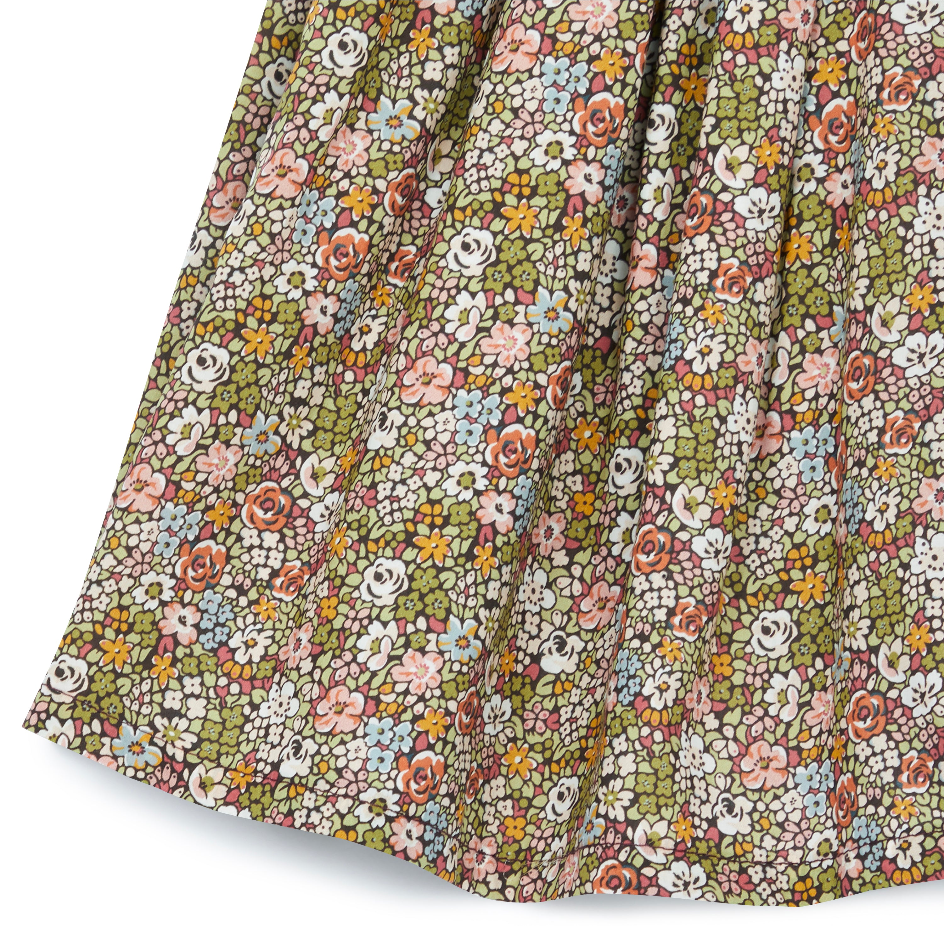 Girls Green Floral Cotton Skirt