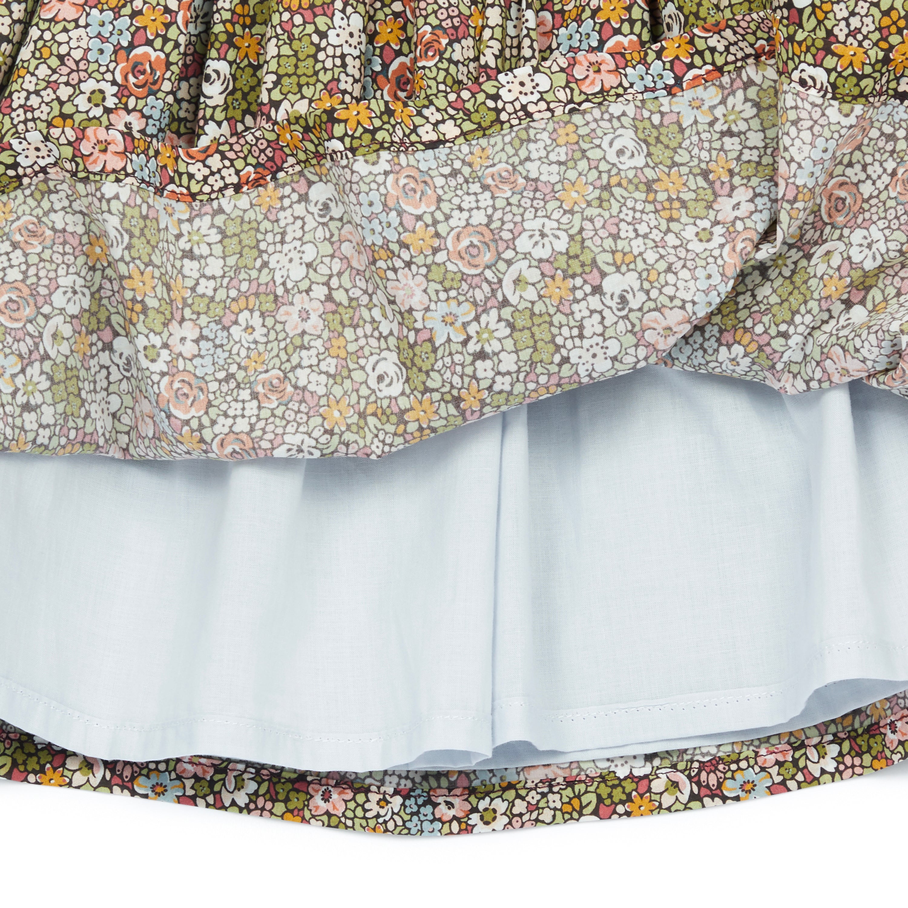 Girls Green Floral Cotton Skirt