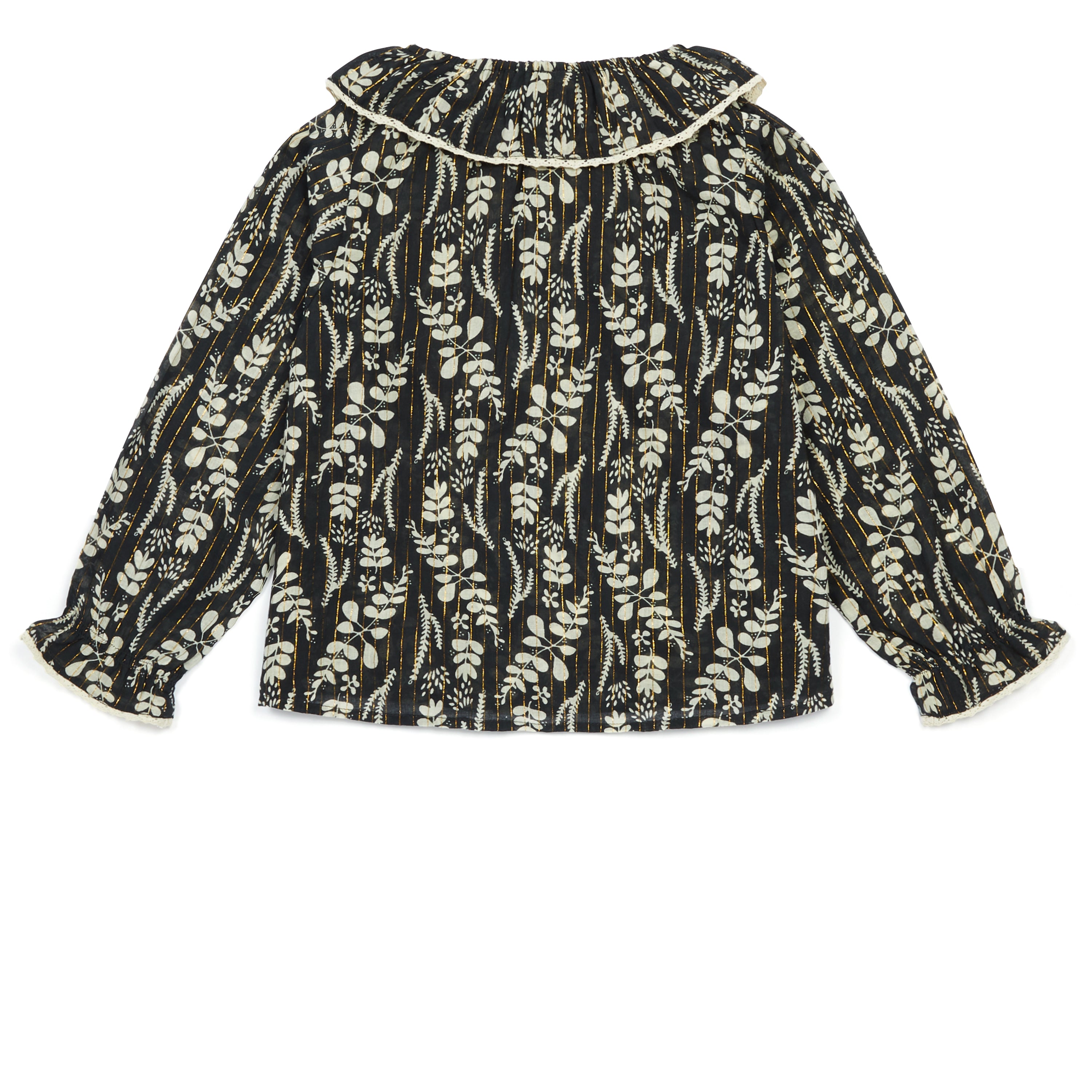 Girls Dark Blue Printing Cotton Blouse