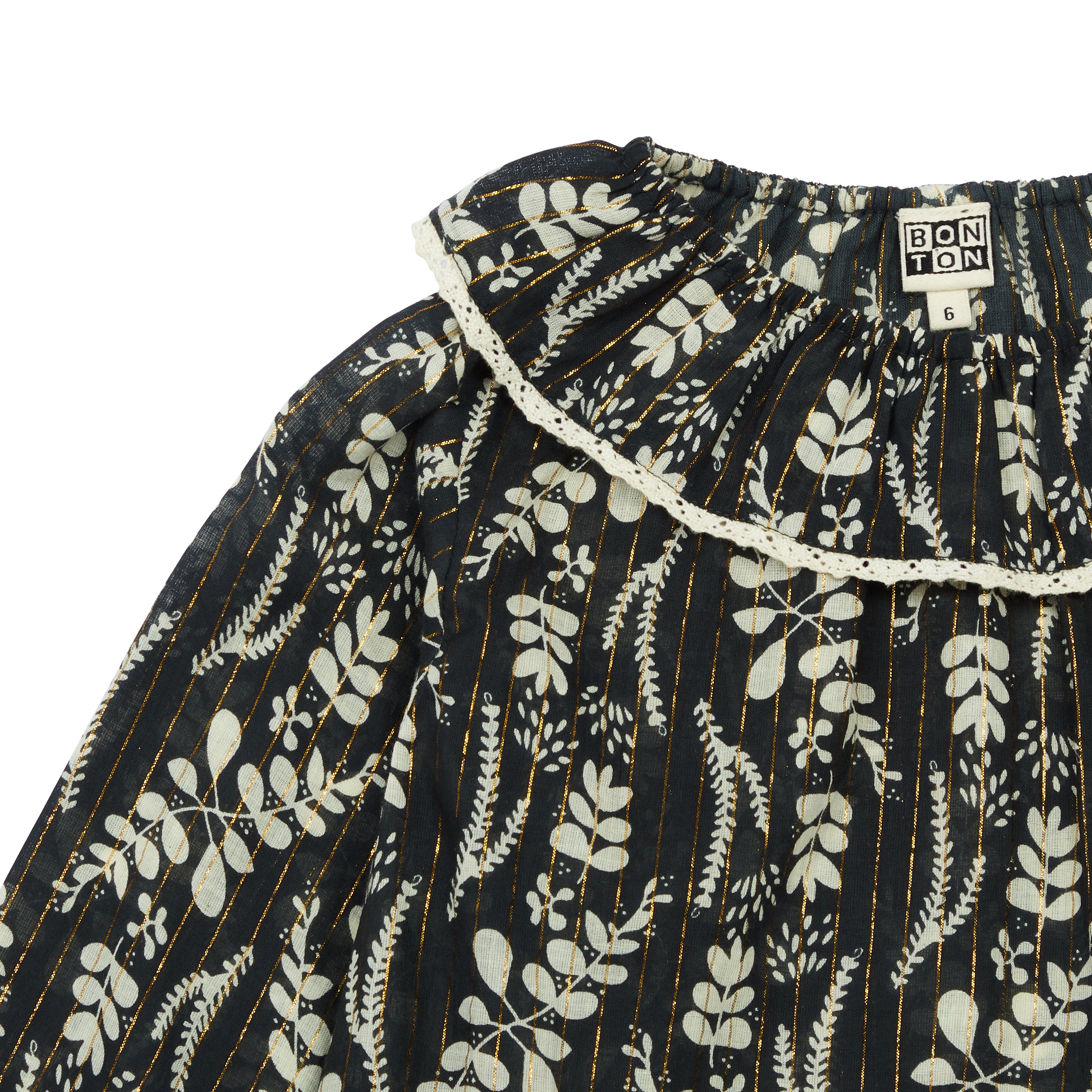 Girls Dark Blue Printing Cotton Blouse
