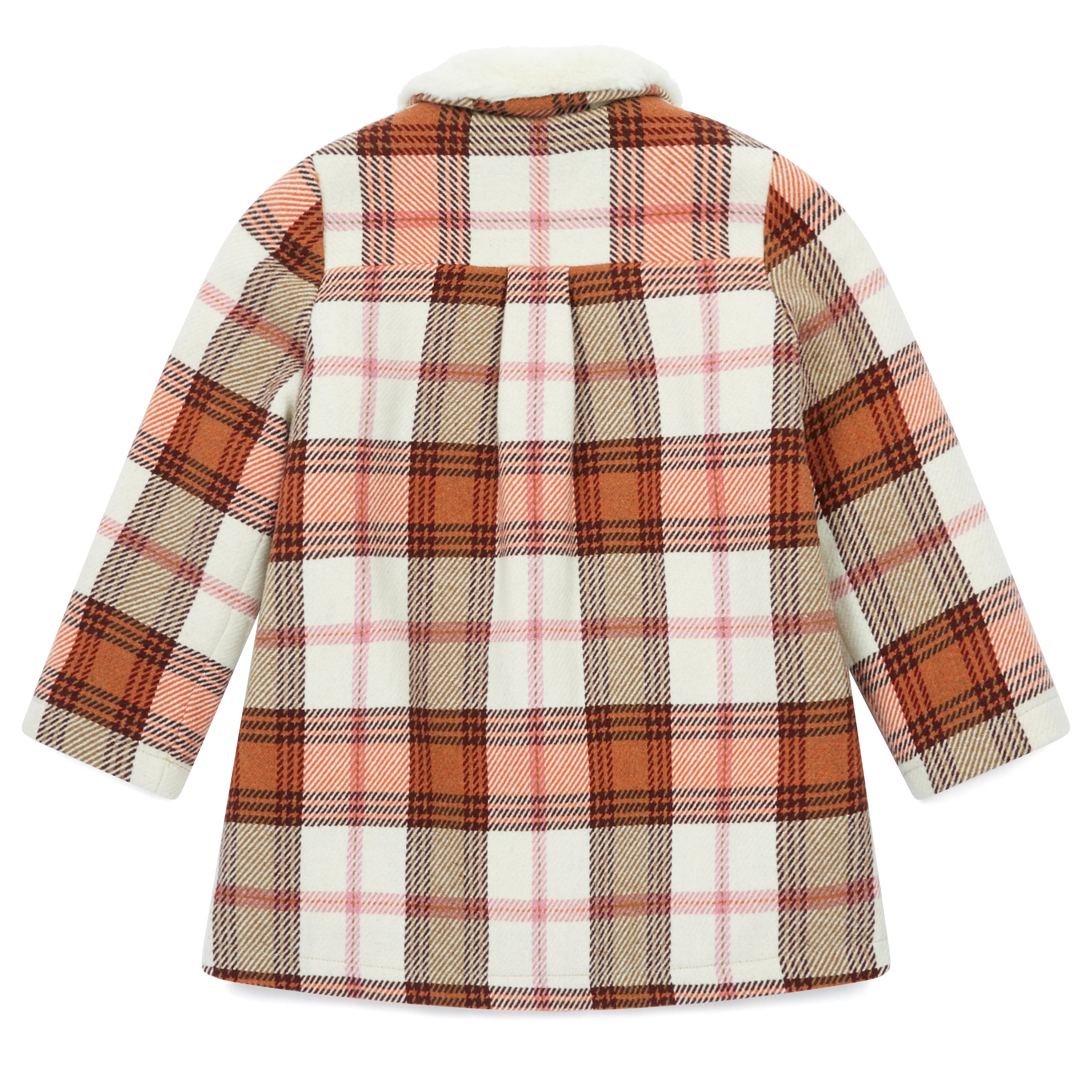 Girls Rose Check Wool Coat
