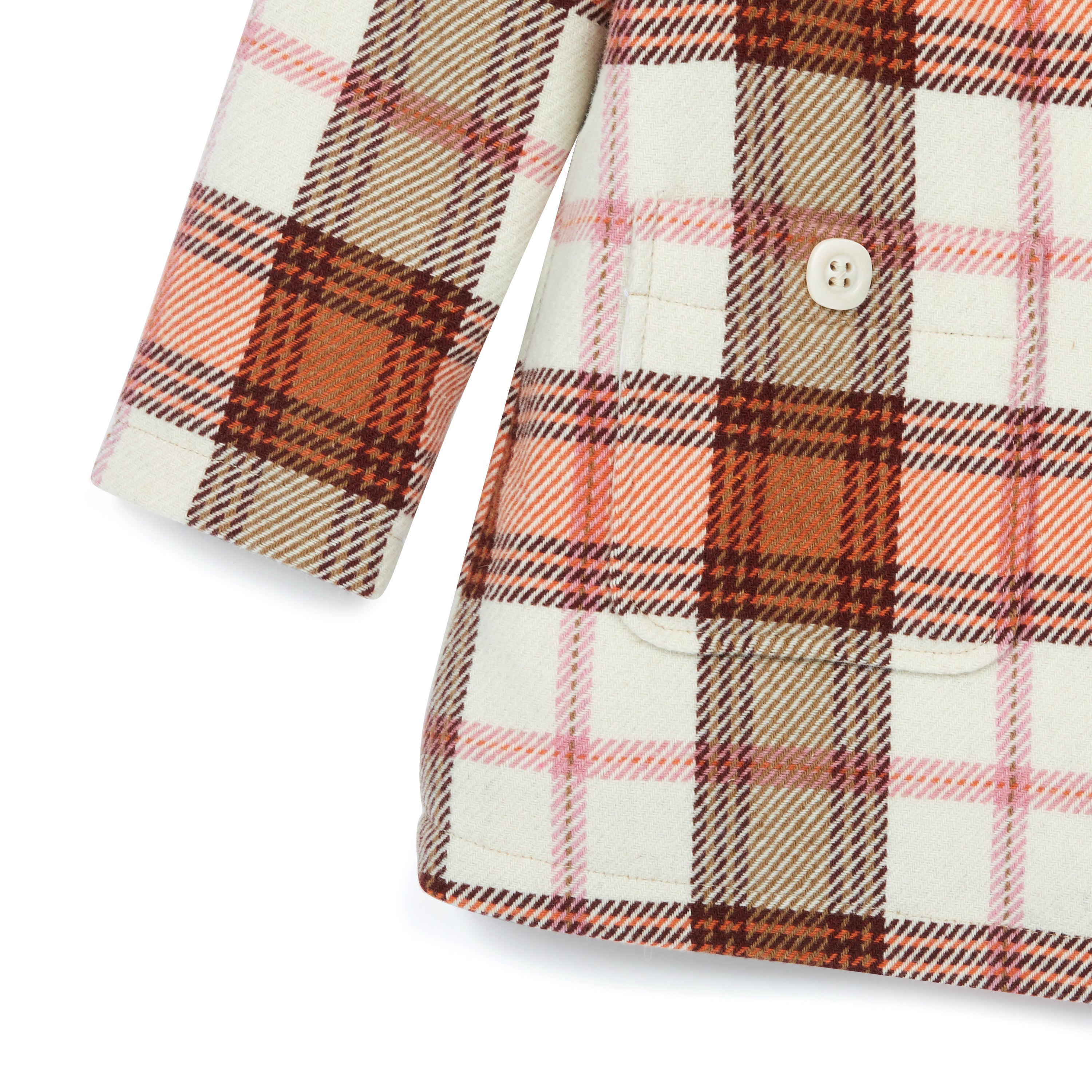 Girls Rose Check Wool Coat