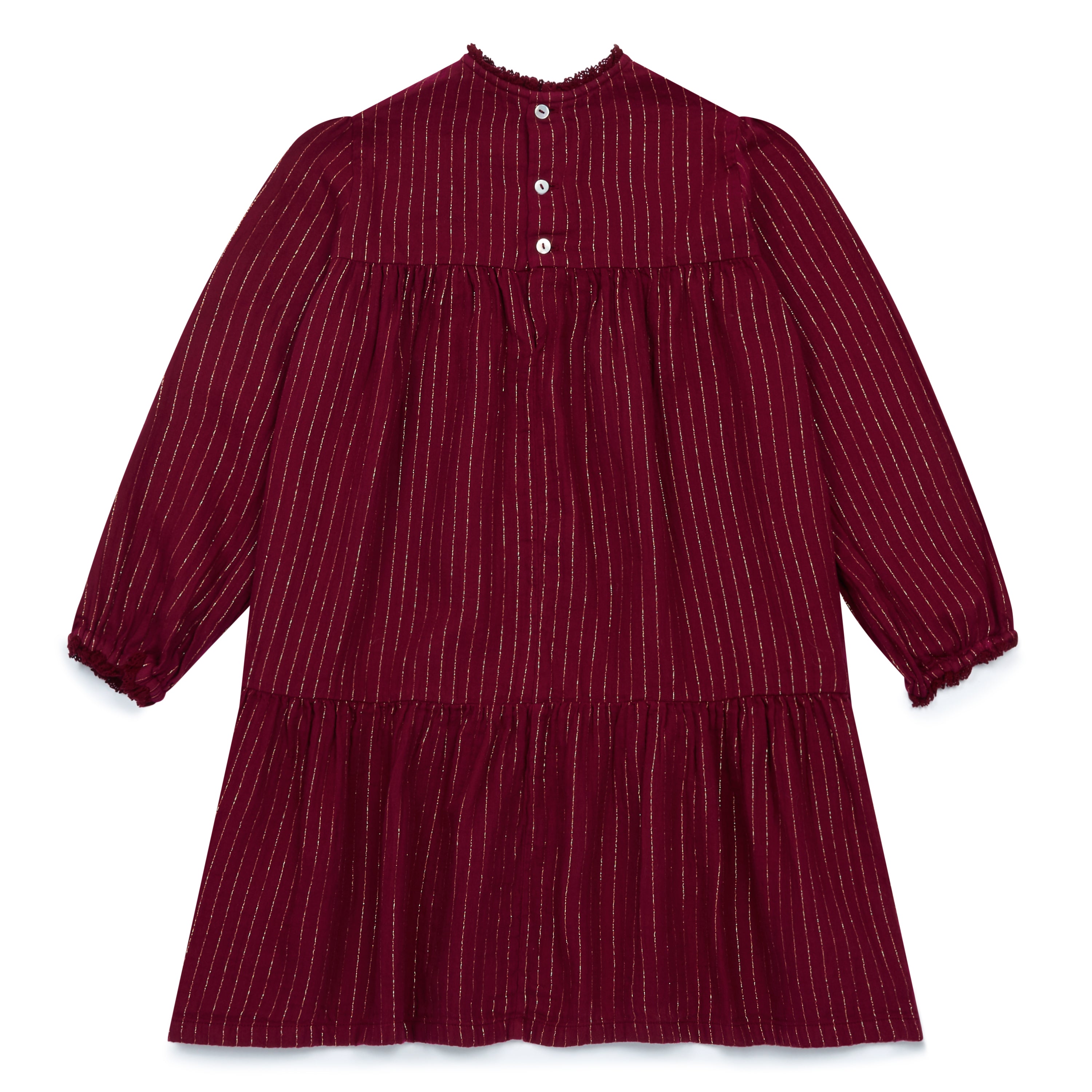 Girls Dark Red Cotton Dress