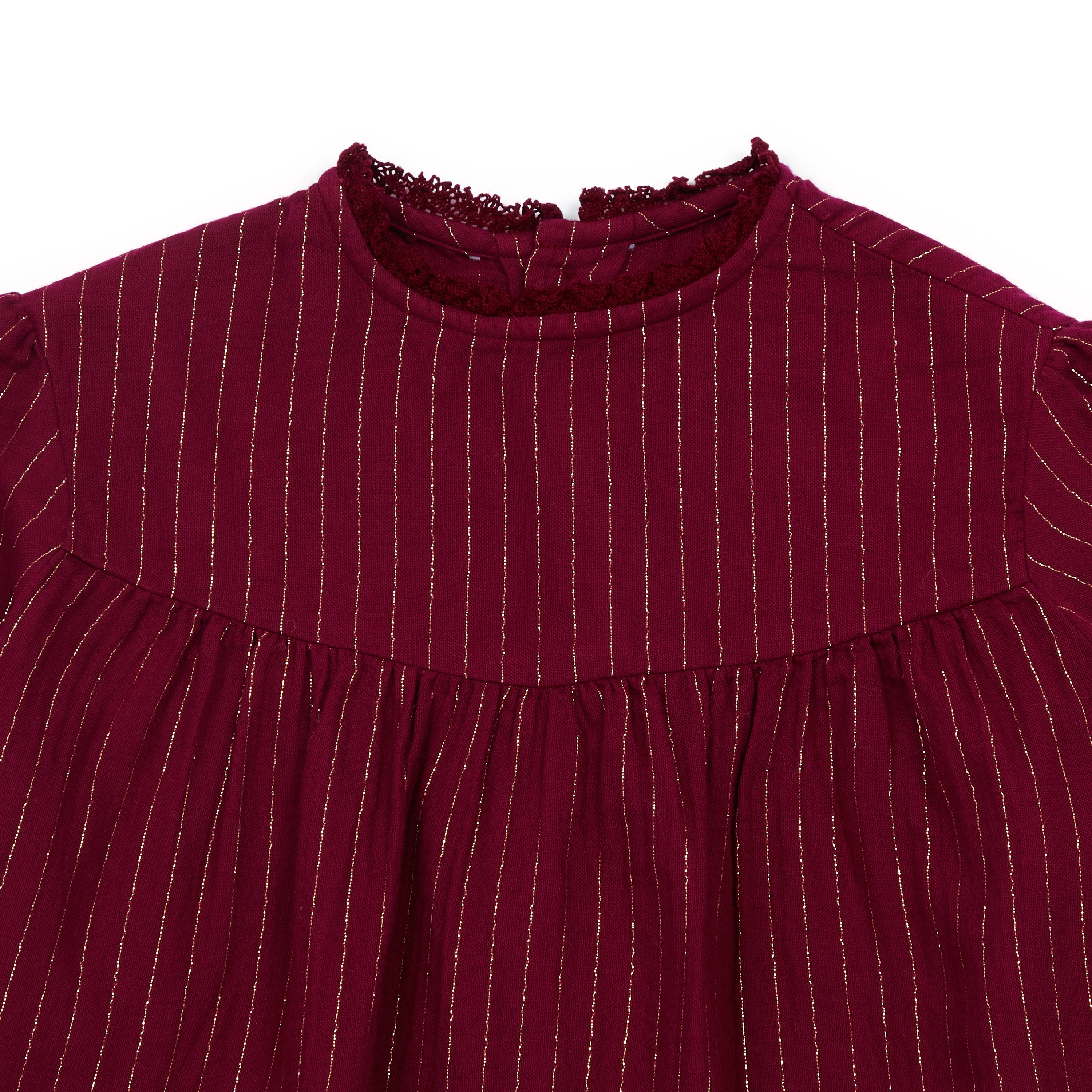 Girls Dark Red Cotton Dress