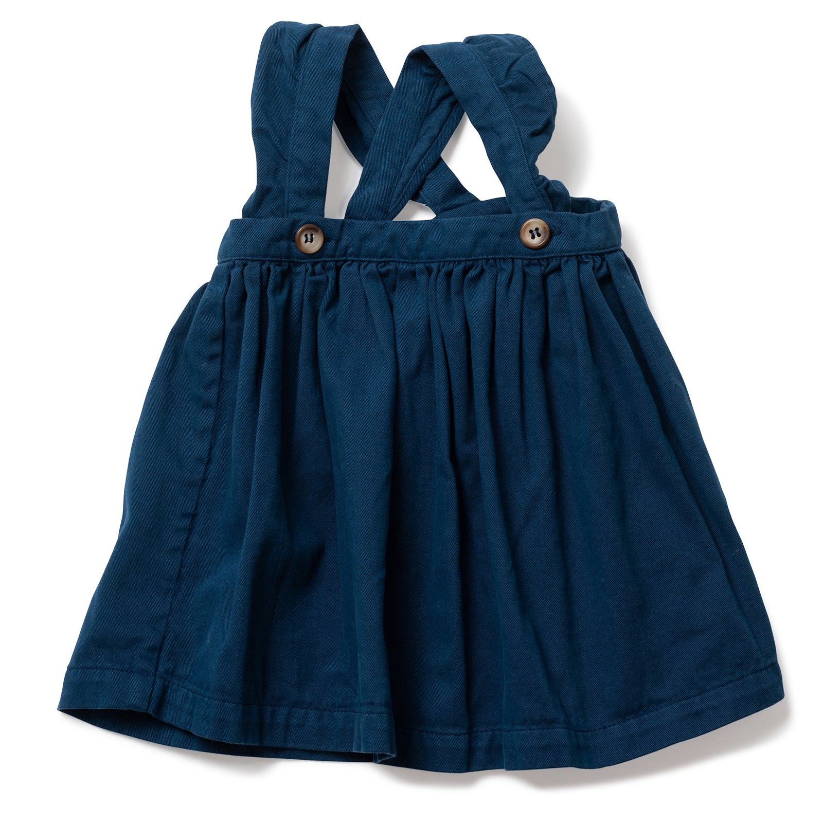 Baby Girls Blue Faience Bretelle Cotton Skirt