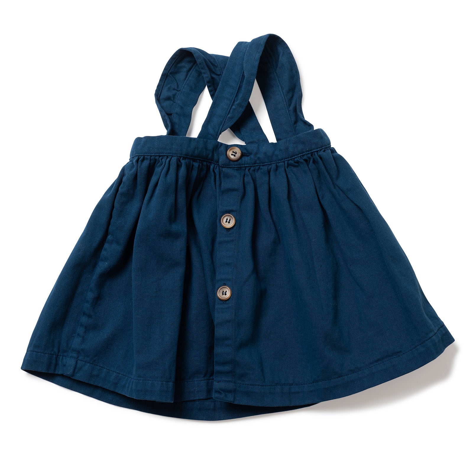 Baby Girls Blue Faience Bretelle Cotton Skirt