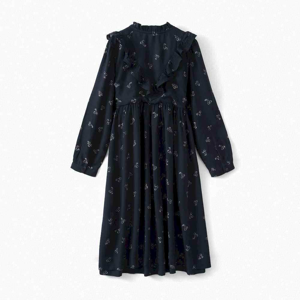Girls Navy Cherry Print Dress