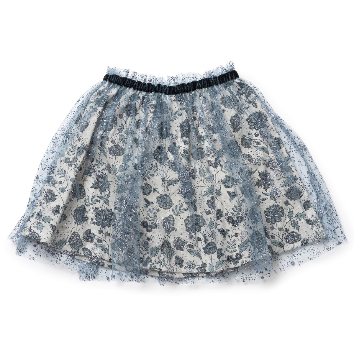 Girls Blue Tulle Paillettes Skirt