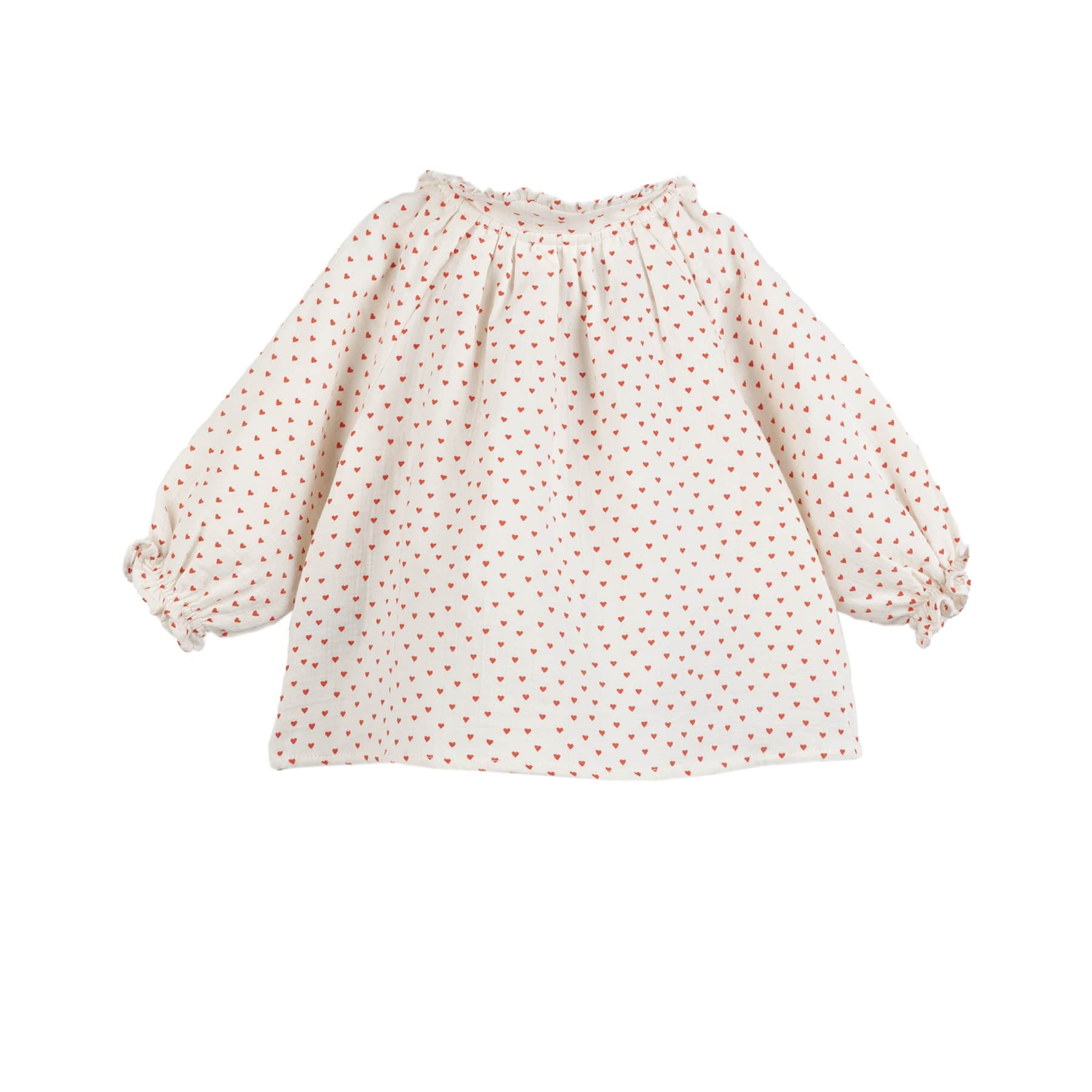 Baby Girls White Heart Cotton Shirt