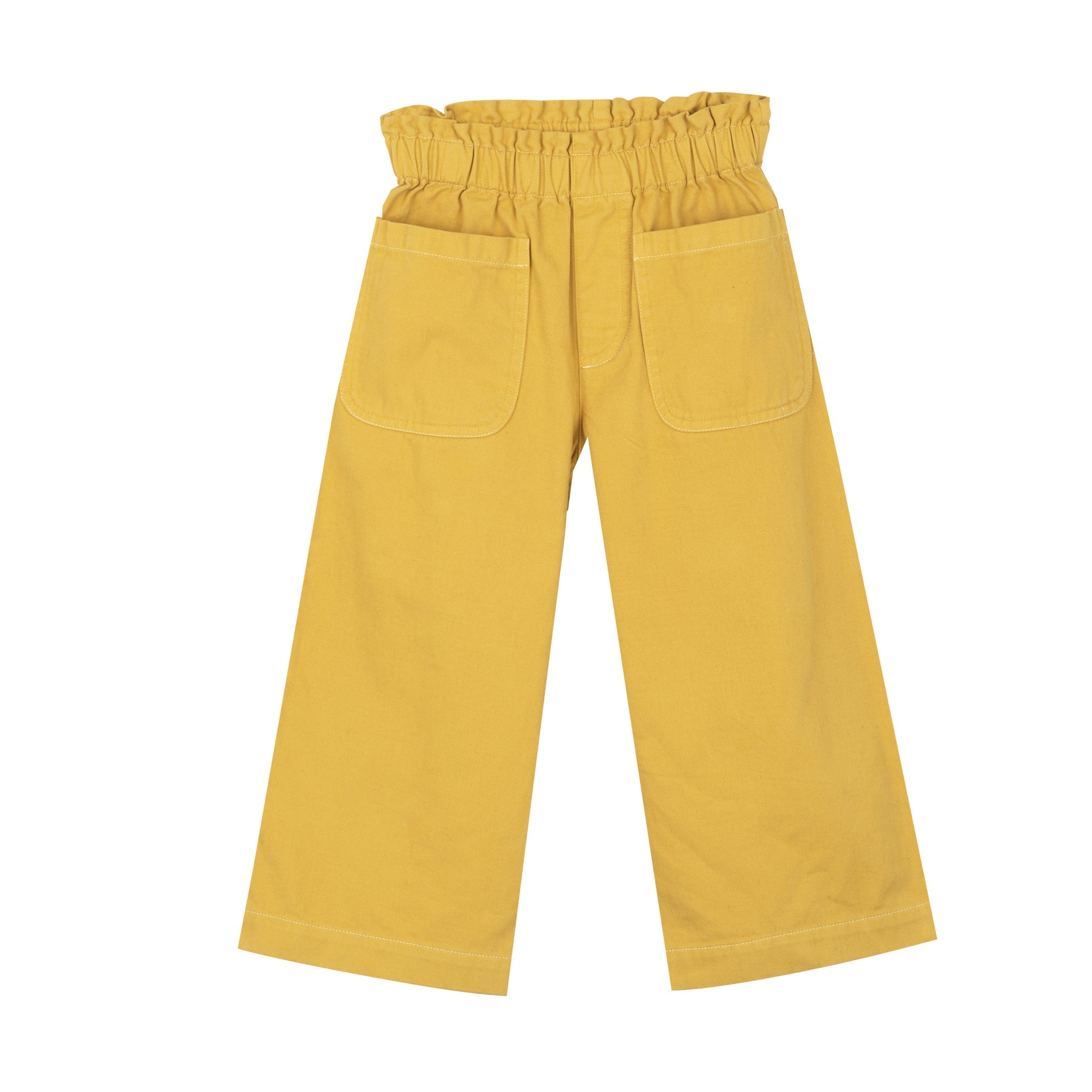 Girls Yellow Cotton Trousers