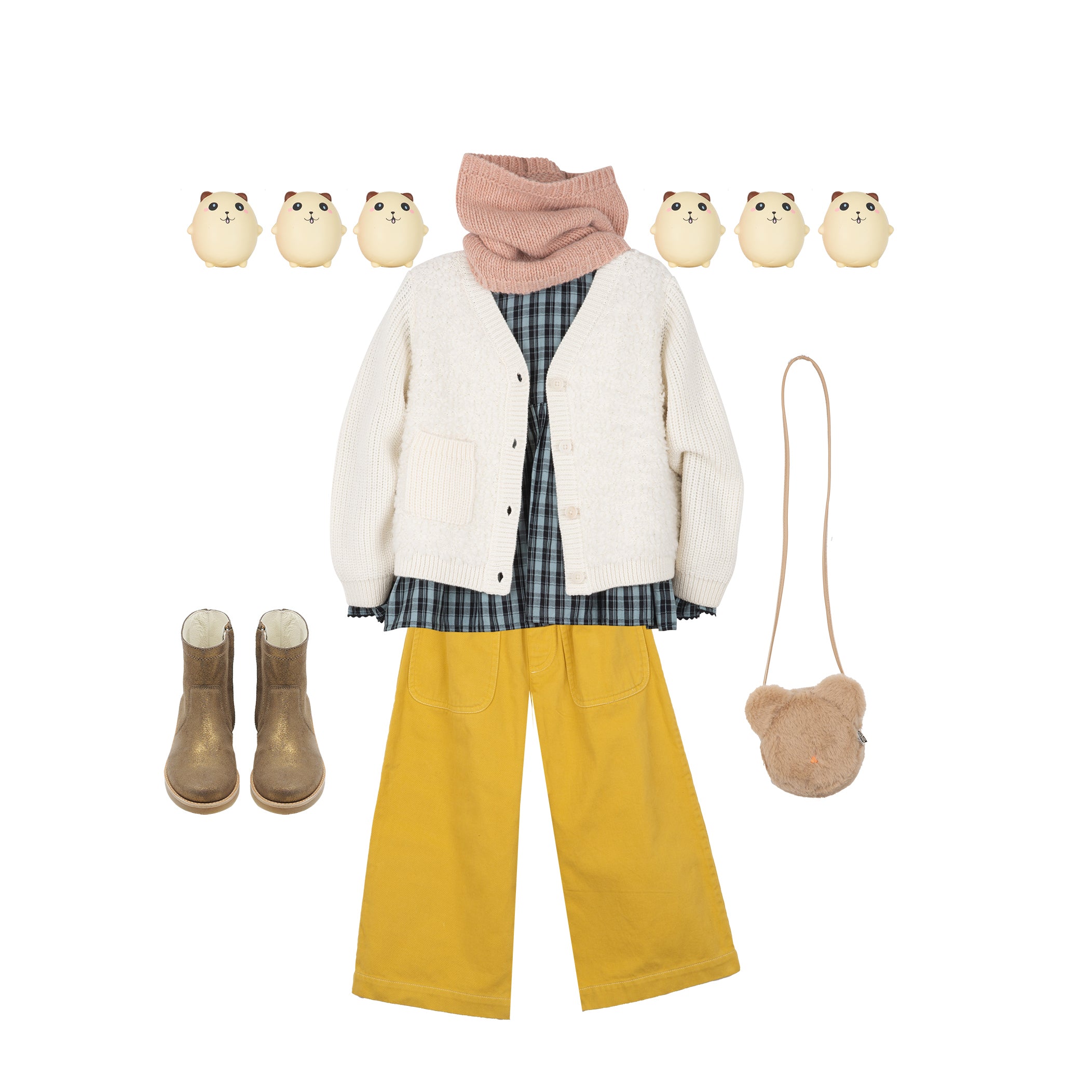 Girls Yellow Cotton Trousers