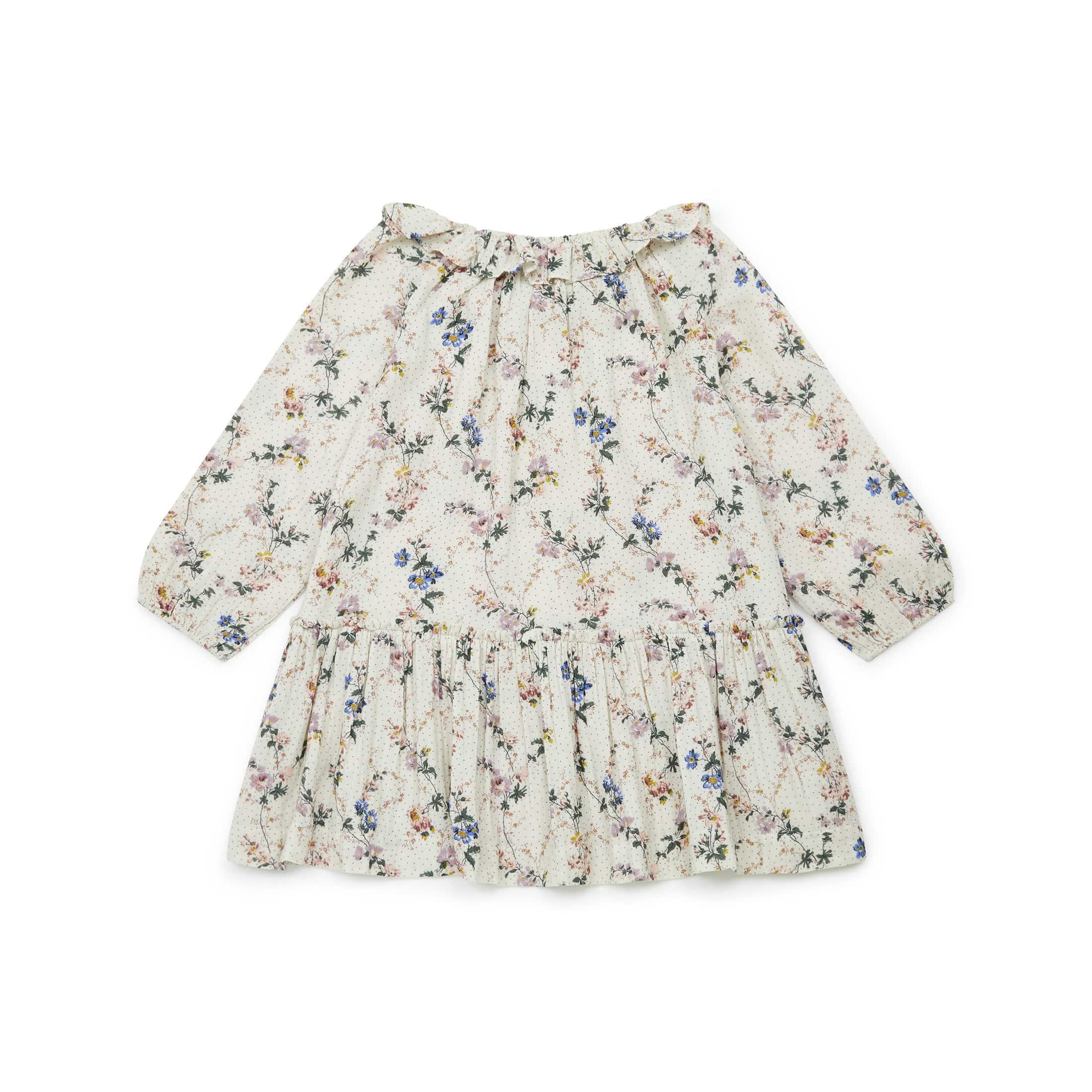 Girls White Floral Cotton Dress