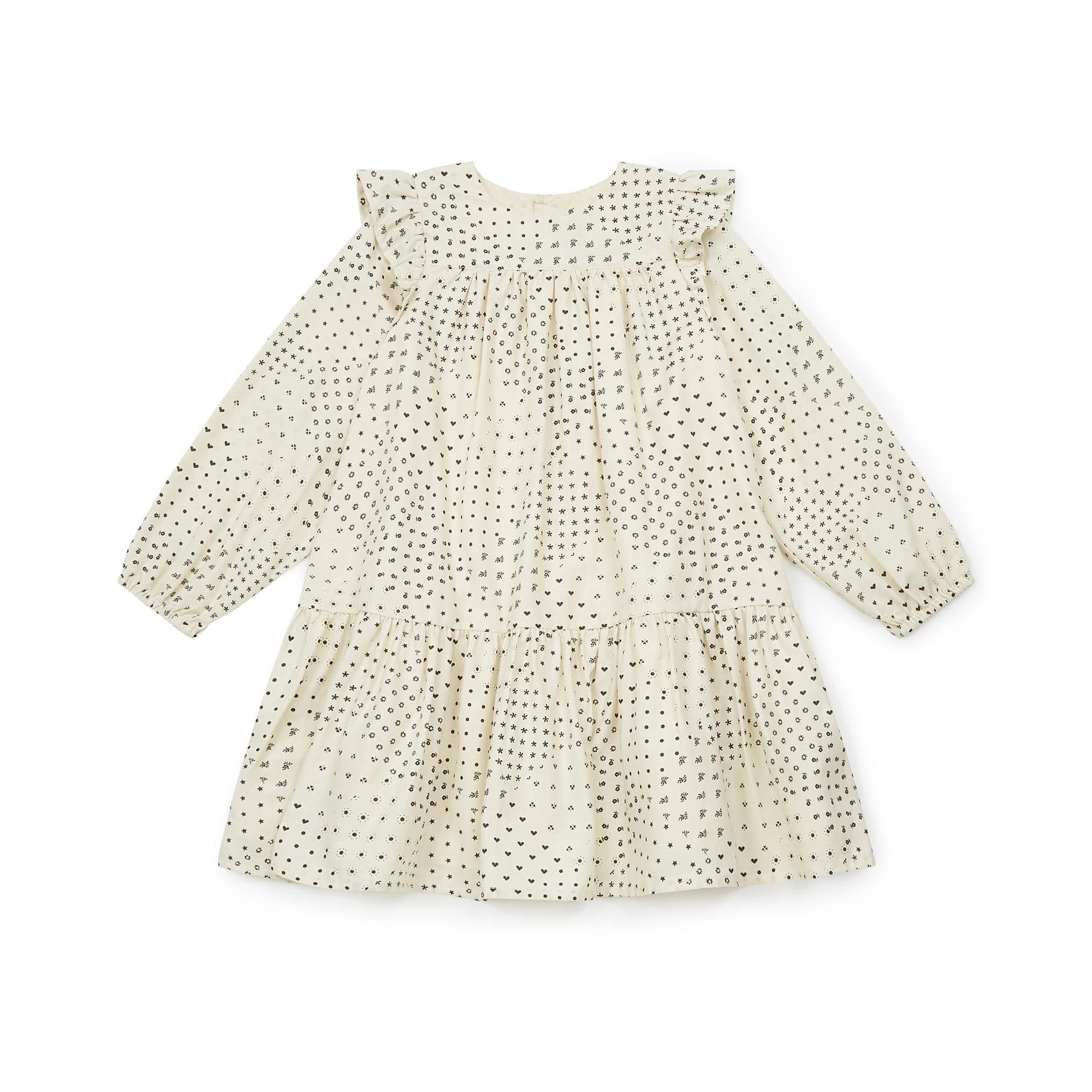 Girls White Printed Cotton Dress