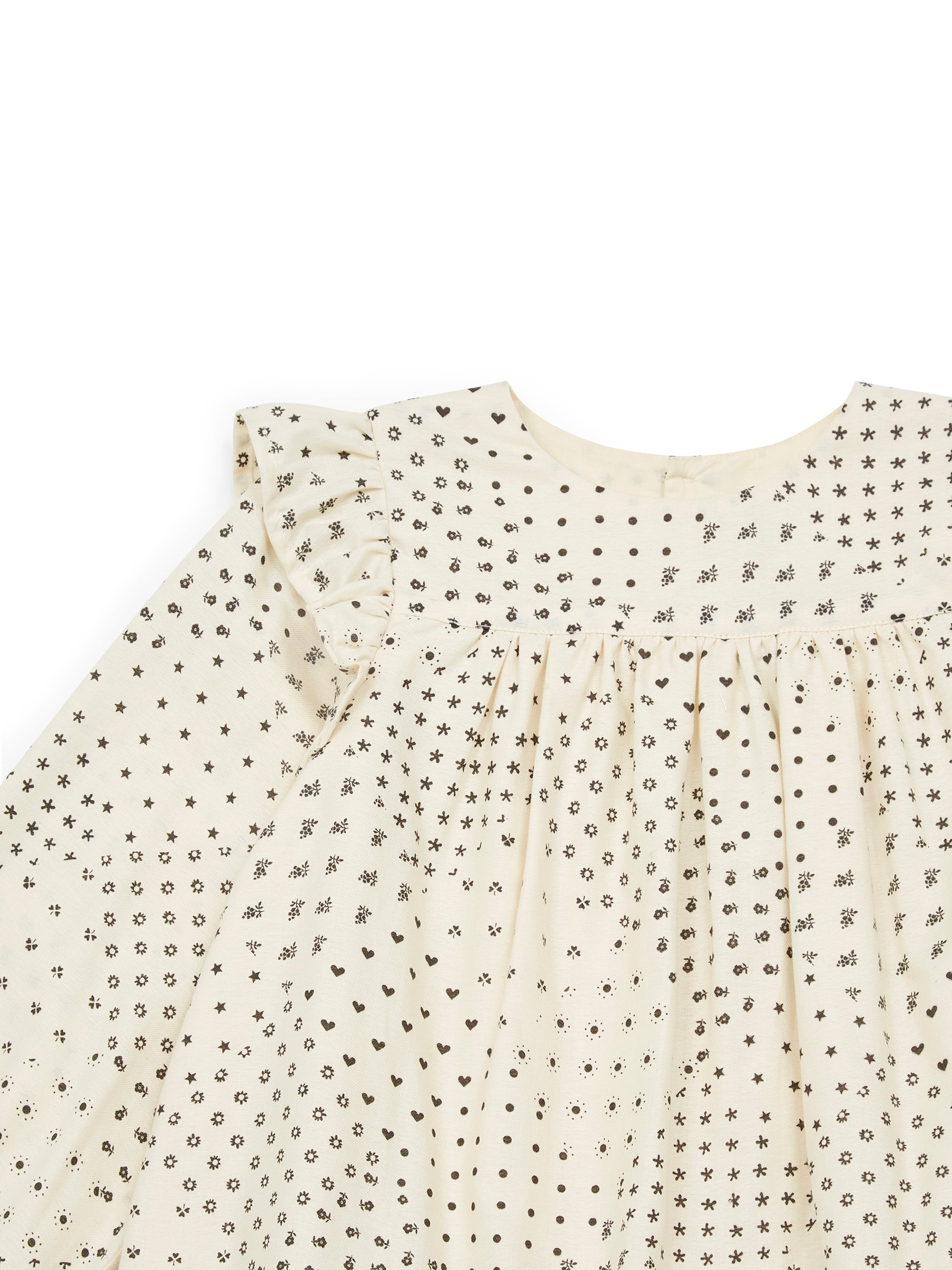 Girls White Printed Cotton Dress