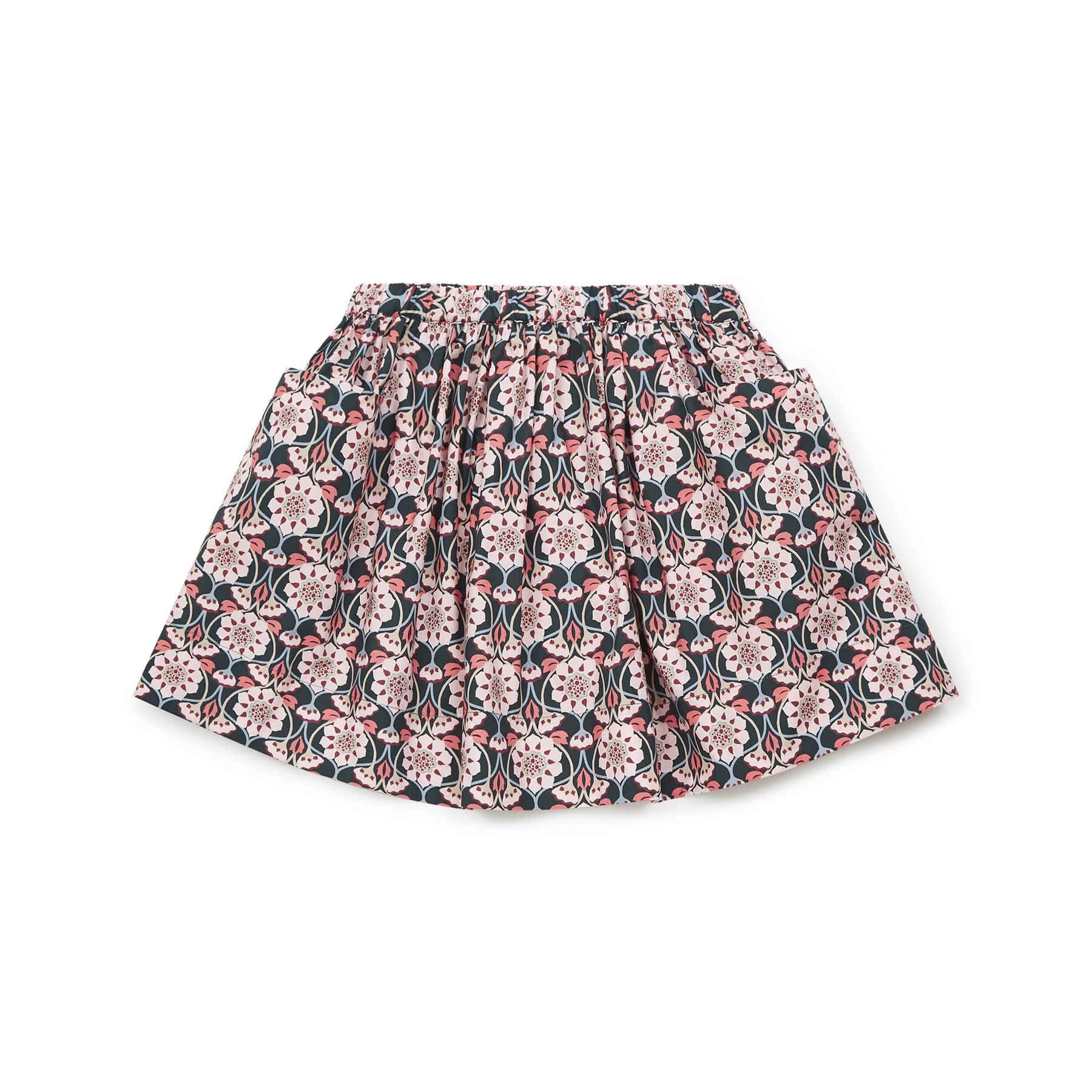 Girls Pink Flowers Cotton Skirt