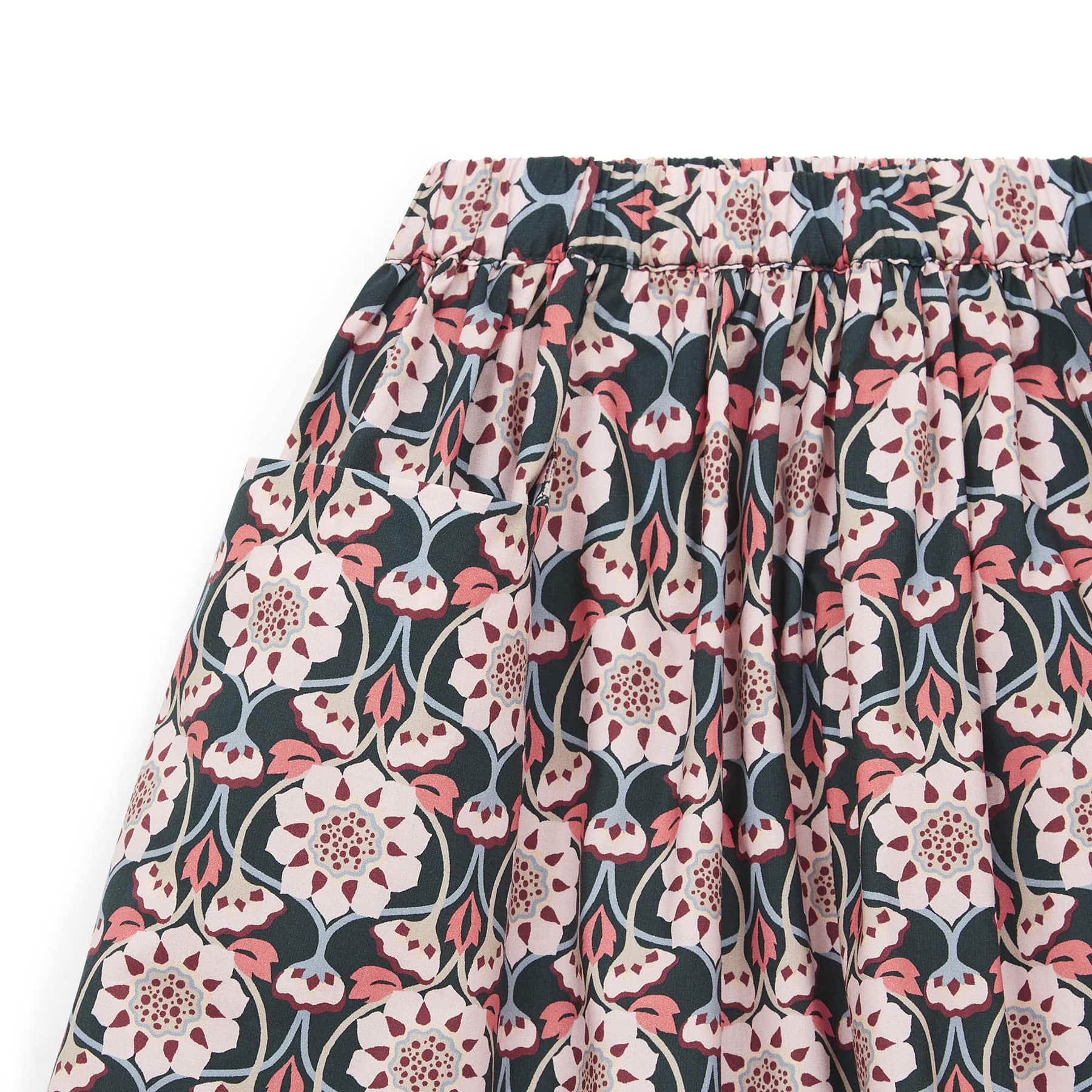 Girls Pink Flowers Cotton Skirt