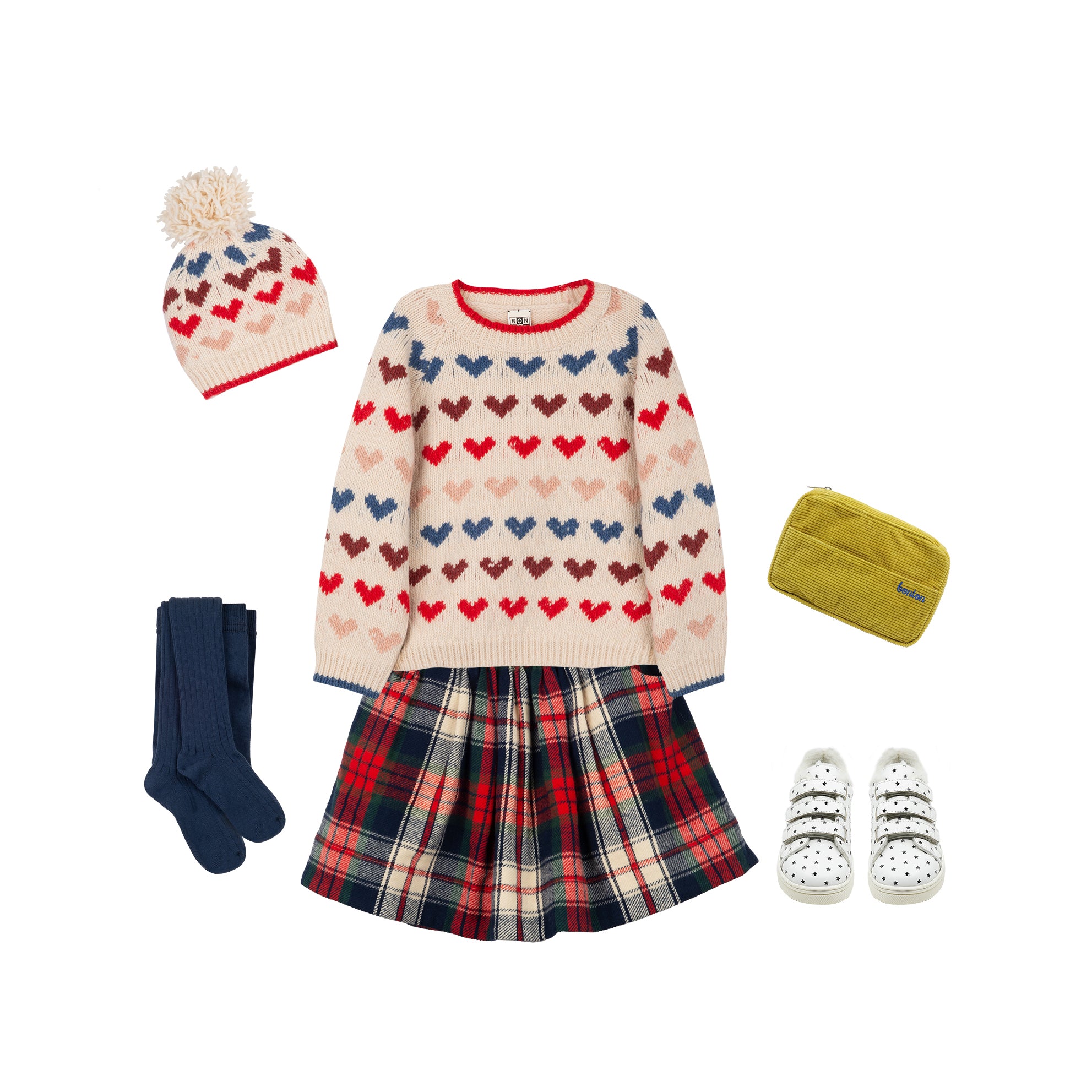 Girls Red Check Cotton Skirt