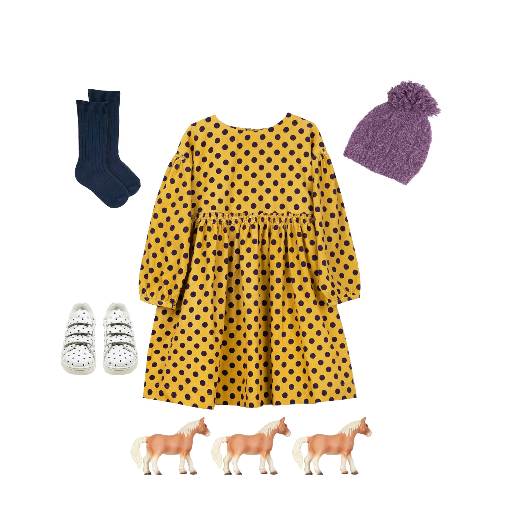 Girls Yellow Dots Cotton Dress