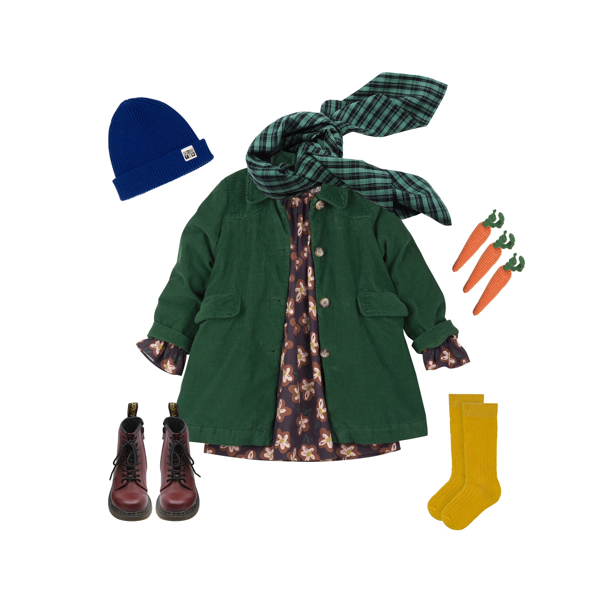 Girls Green Velvet Coat