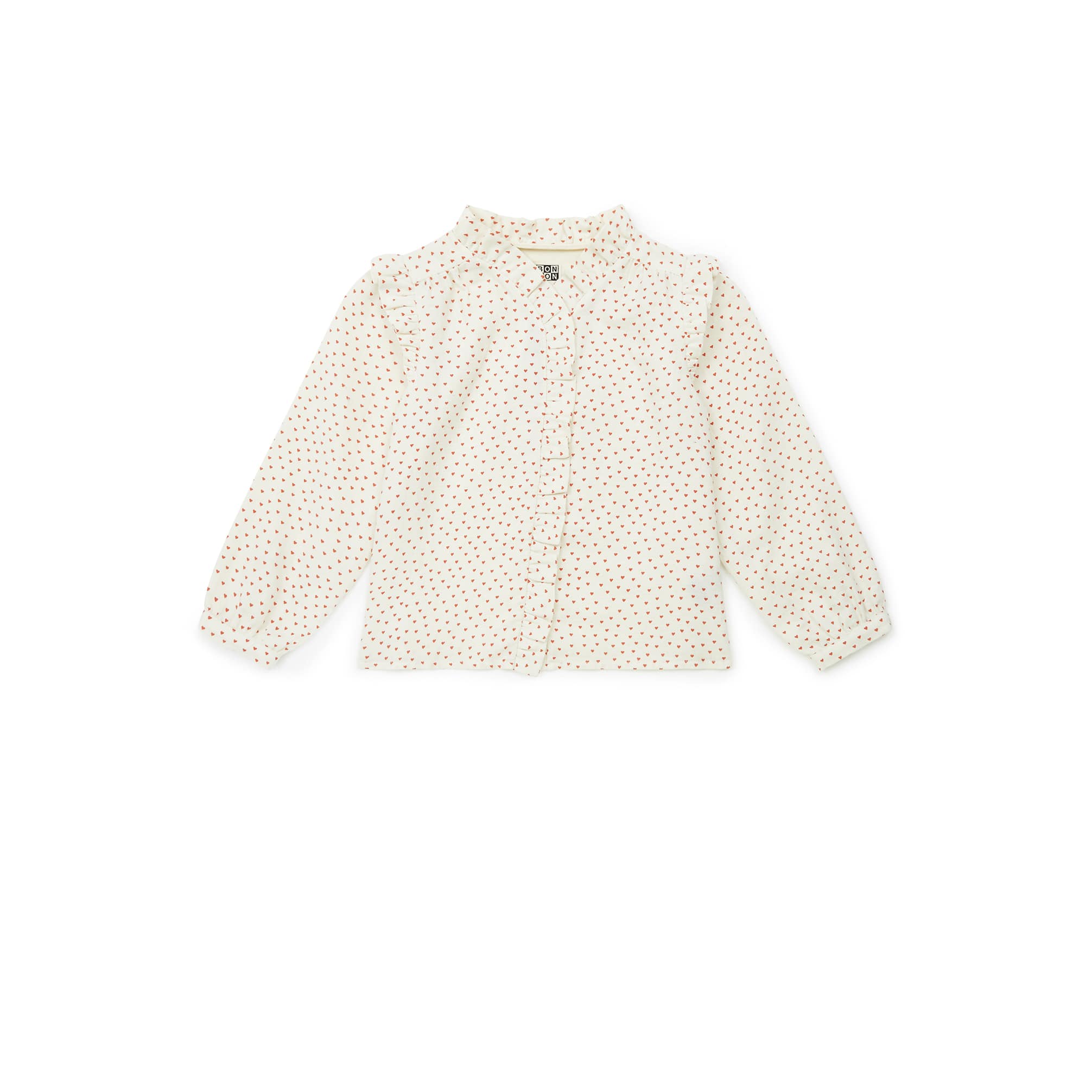 Girls White Printed Cotton Shirt