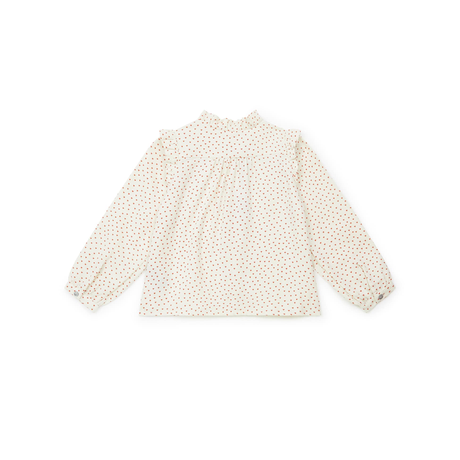 Girls White Printed Cotton Shirt