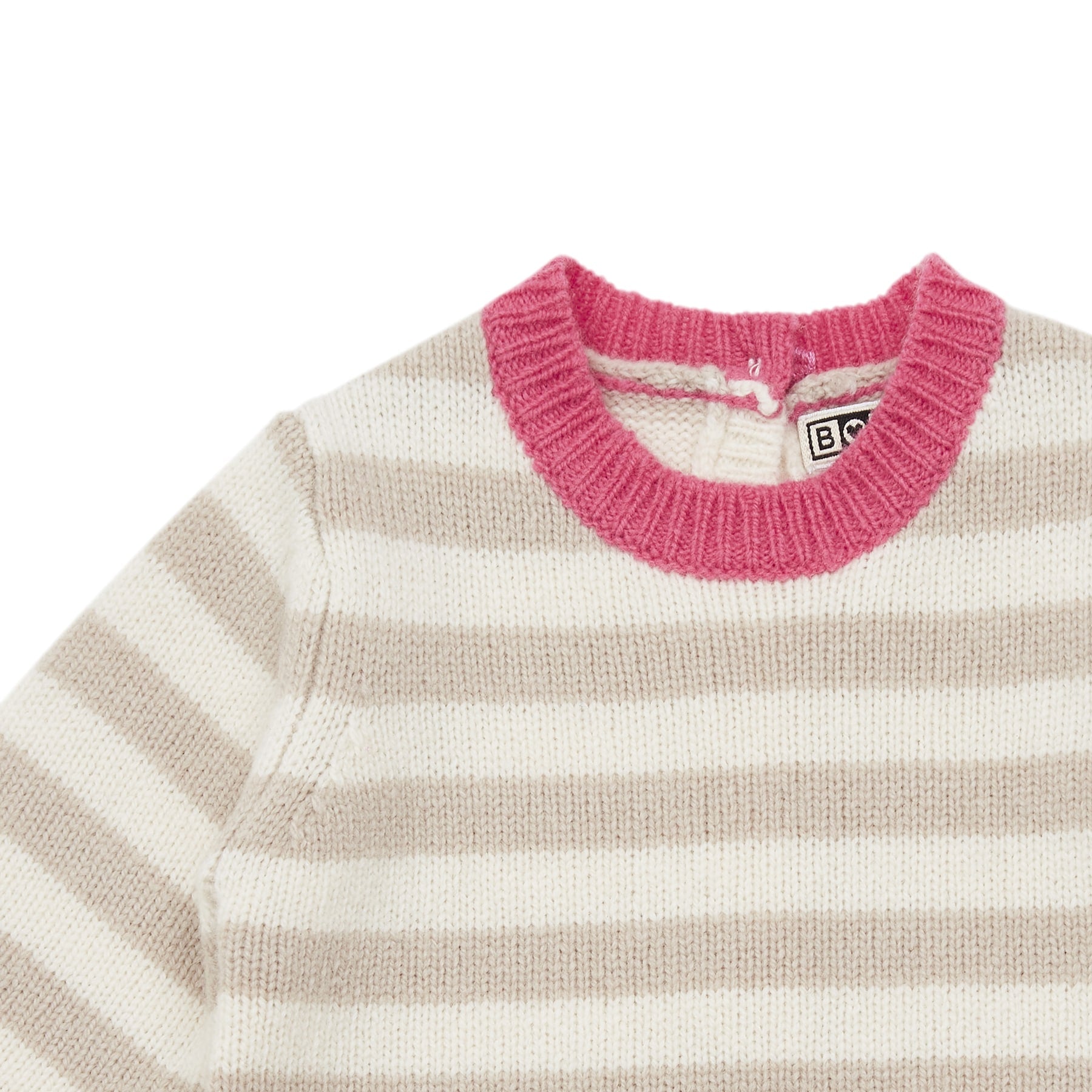 Baby Girls Beige Stripes Babysuit