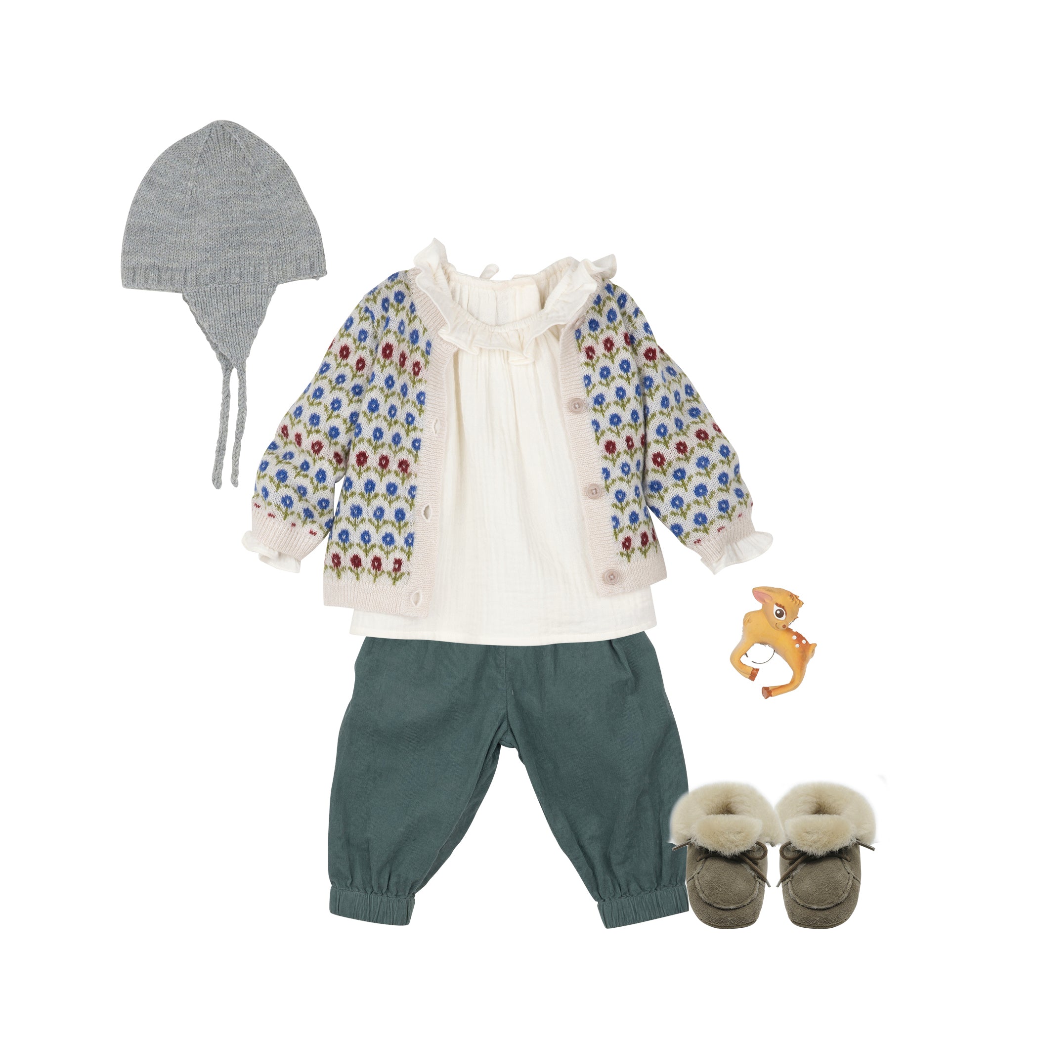 Baby Girls White Flowers Cardigan