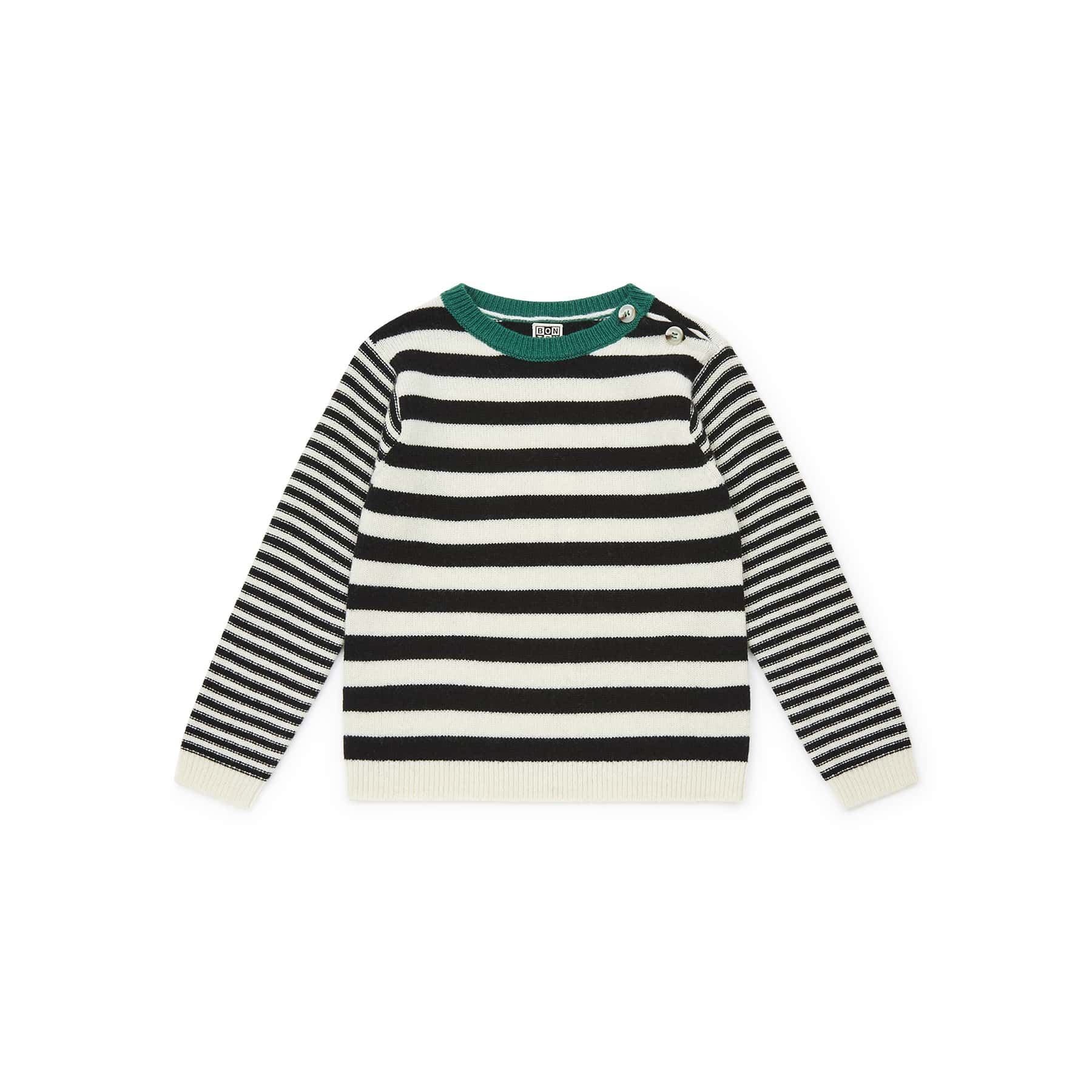 Boys Black Stripes Wool Sweater