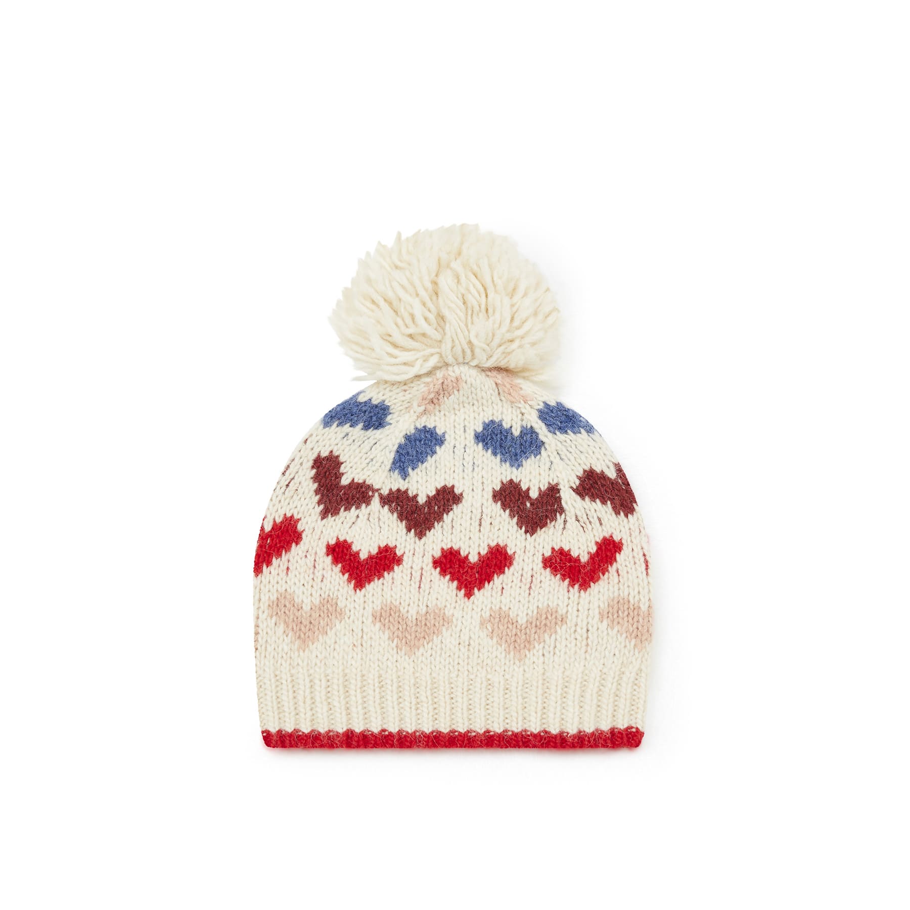 Girls White Heart Knit Hat