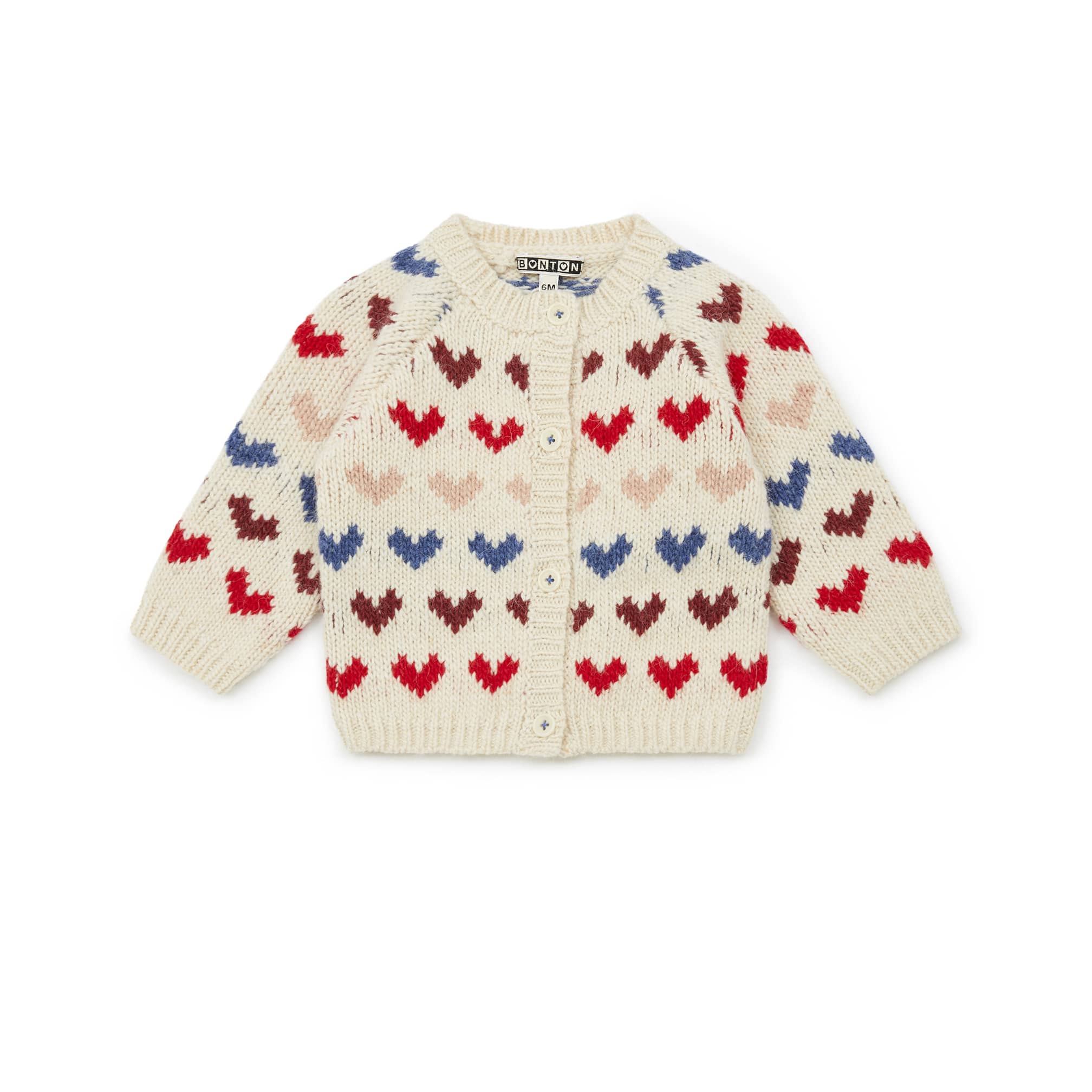 Baby Girls White Heart Knit Cardigan