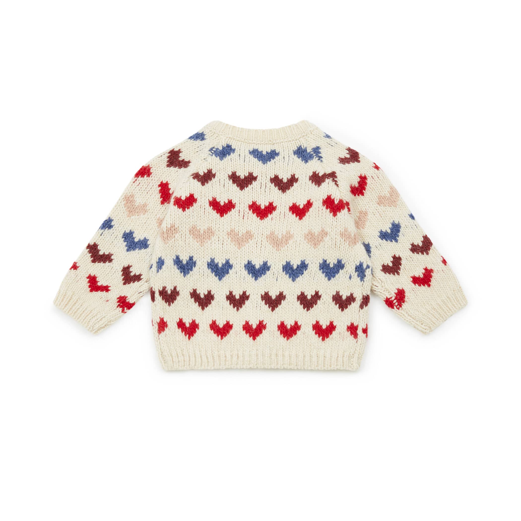 Baby Girls White Heart Knit Cardigan