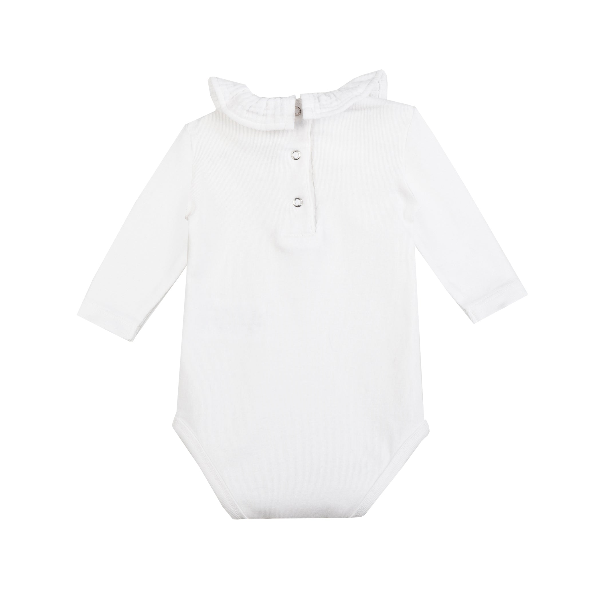 Baby Girls White Cotton Babysuit