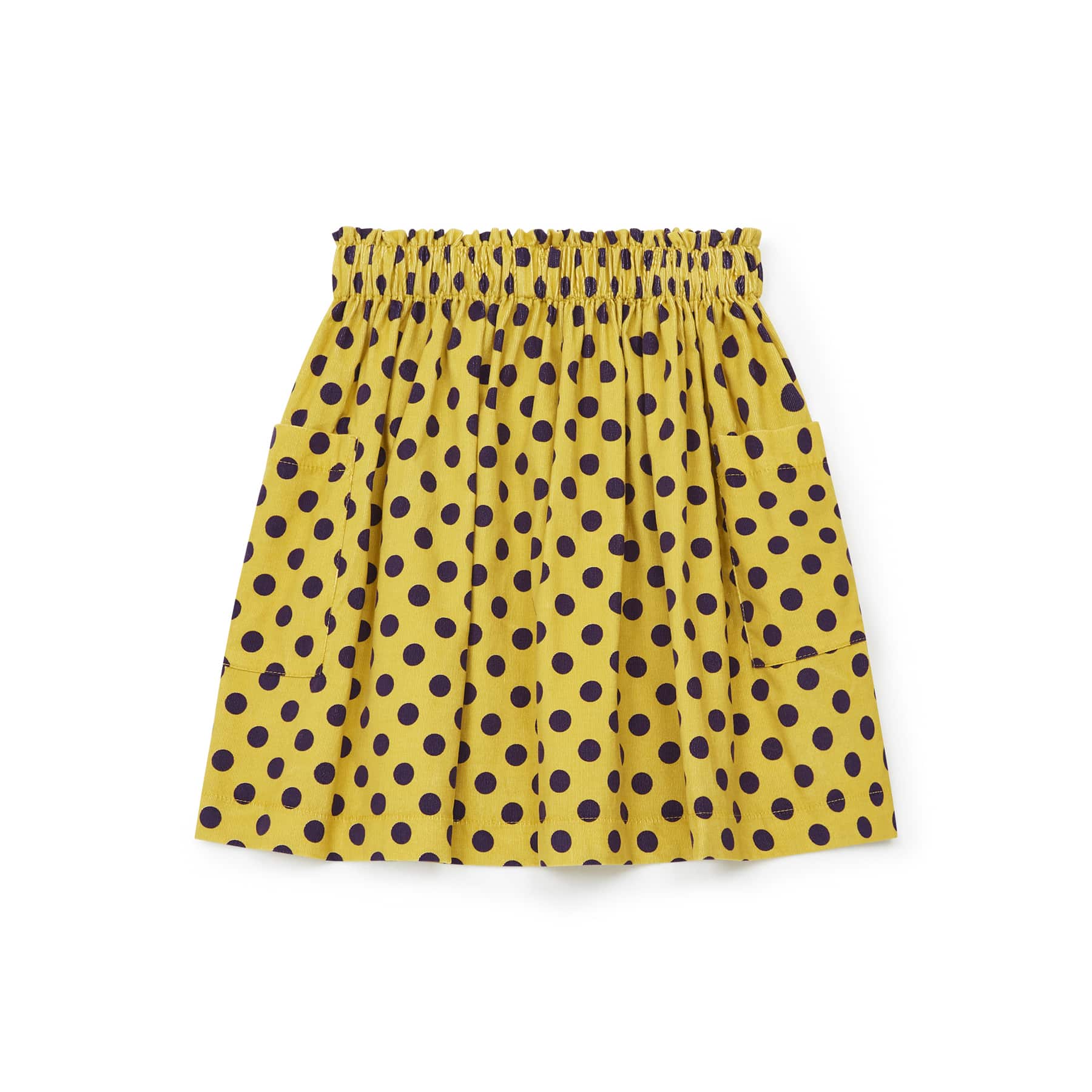 Girls Yellow Dots Velvet Skirt