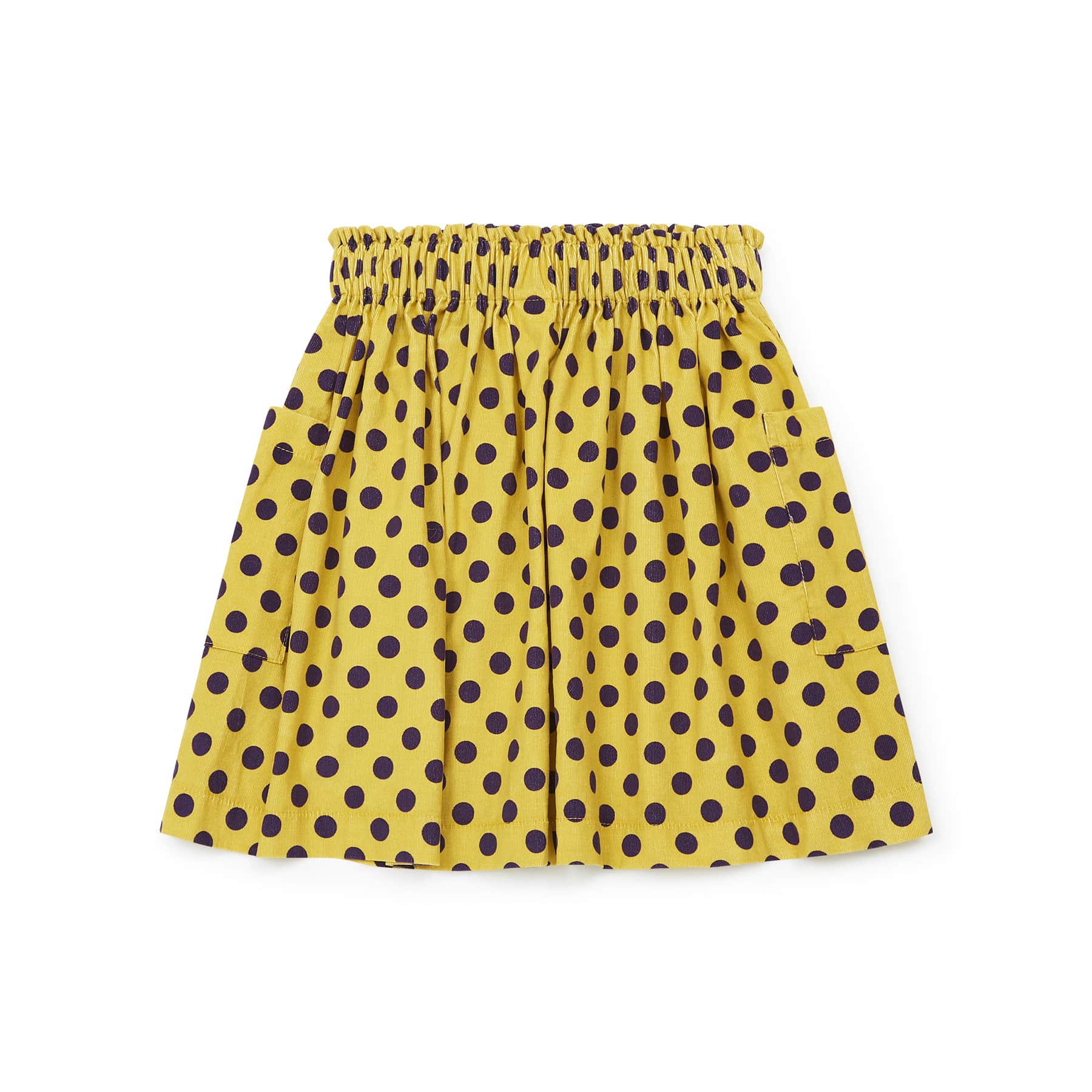 Girls Yellow Dots Velvet Skirt