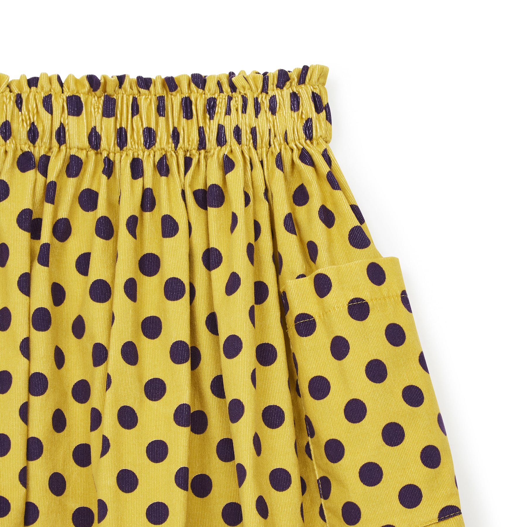 Girls Yellow Dots Velvet Skirt