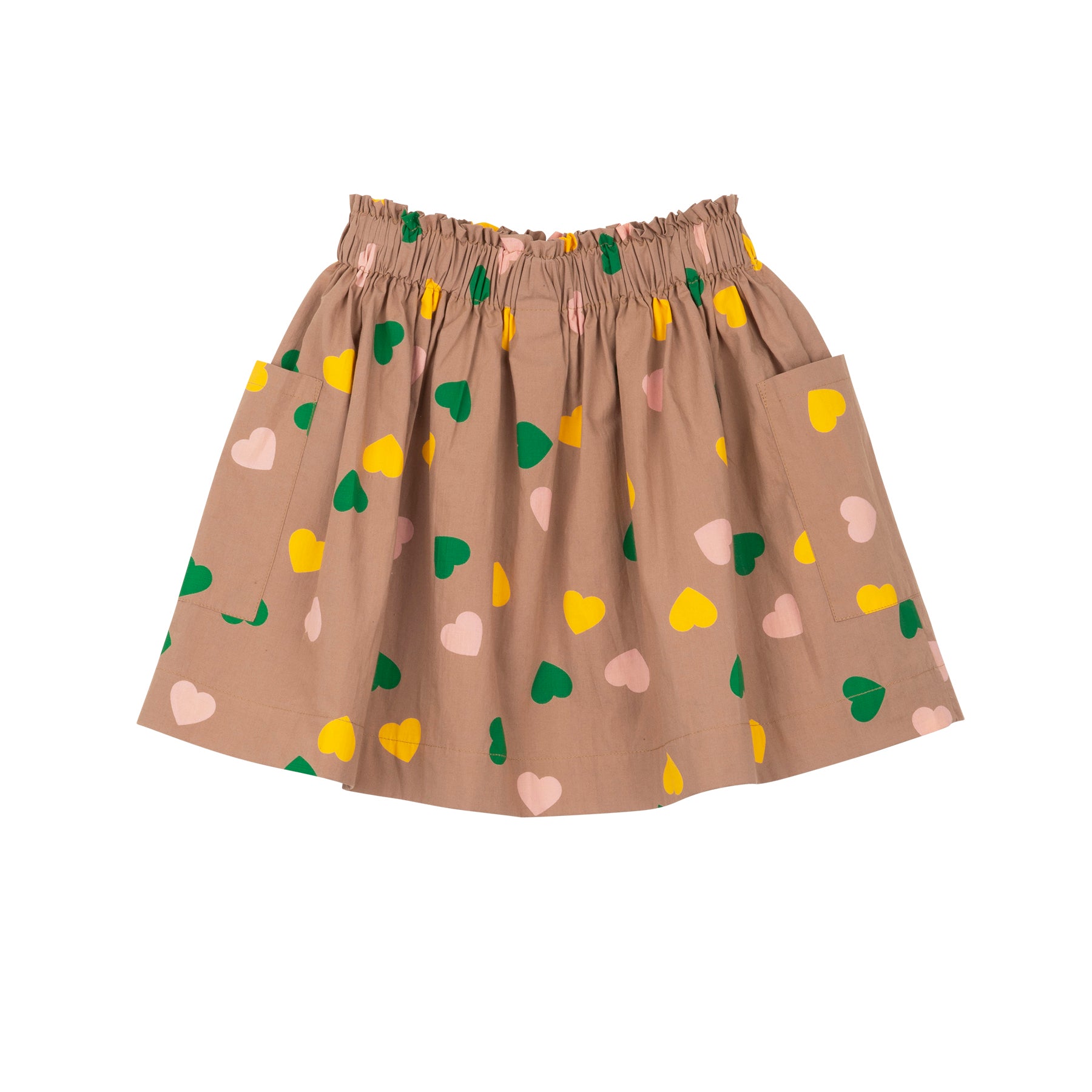 Girls Light Brown Heart Cotton Skirt